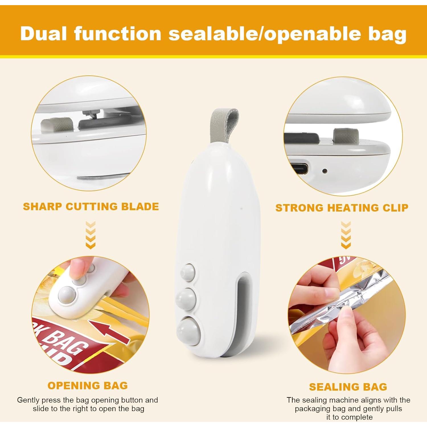 Mini Sello de Bolsas 2 en 1 QPOJIZ Cortador y Sellador