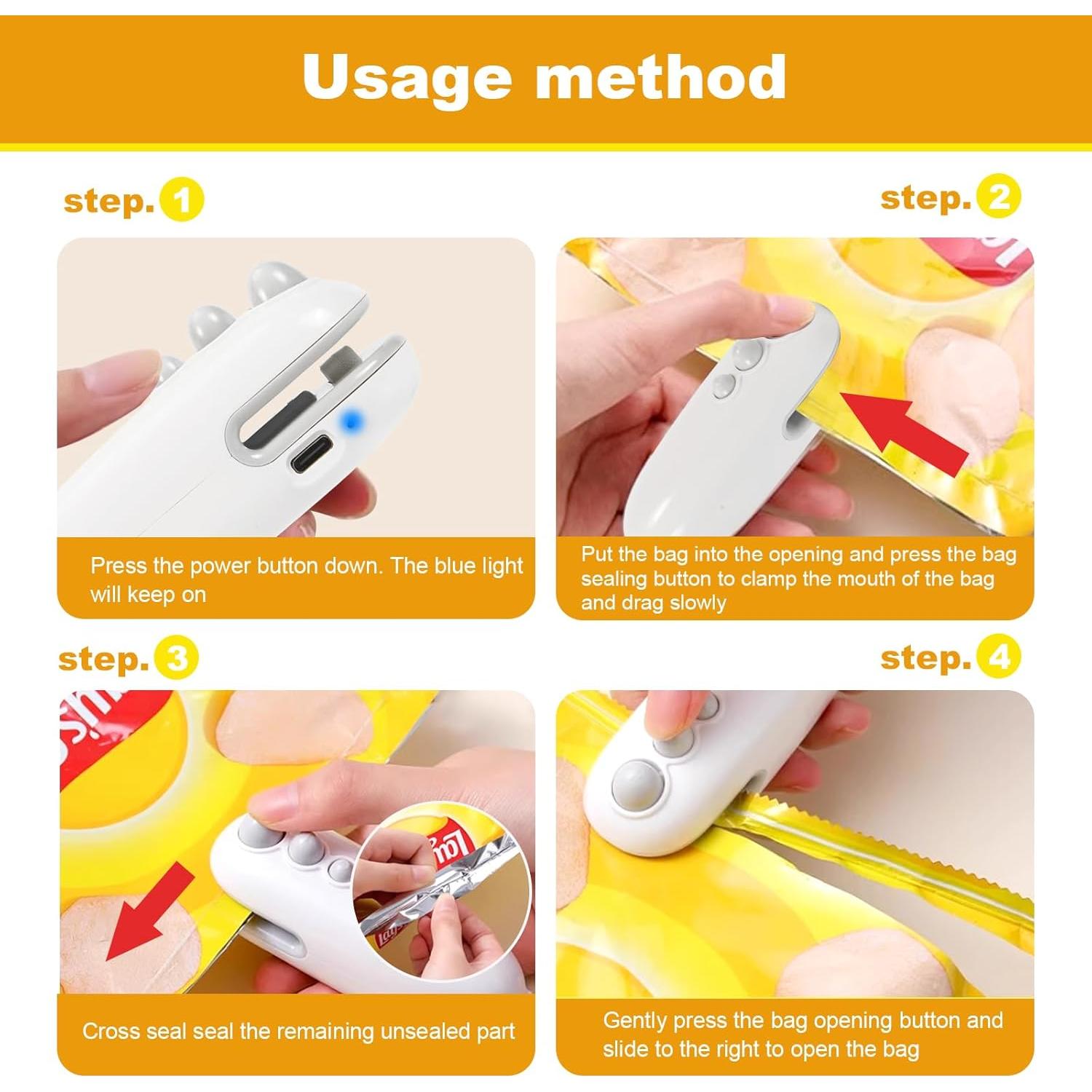 Mini Sello de Bolsas 2 en 1 QPOJIZ Cortador y Sellador