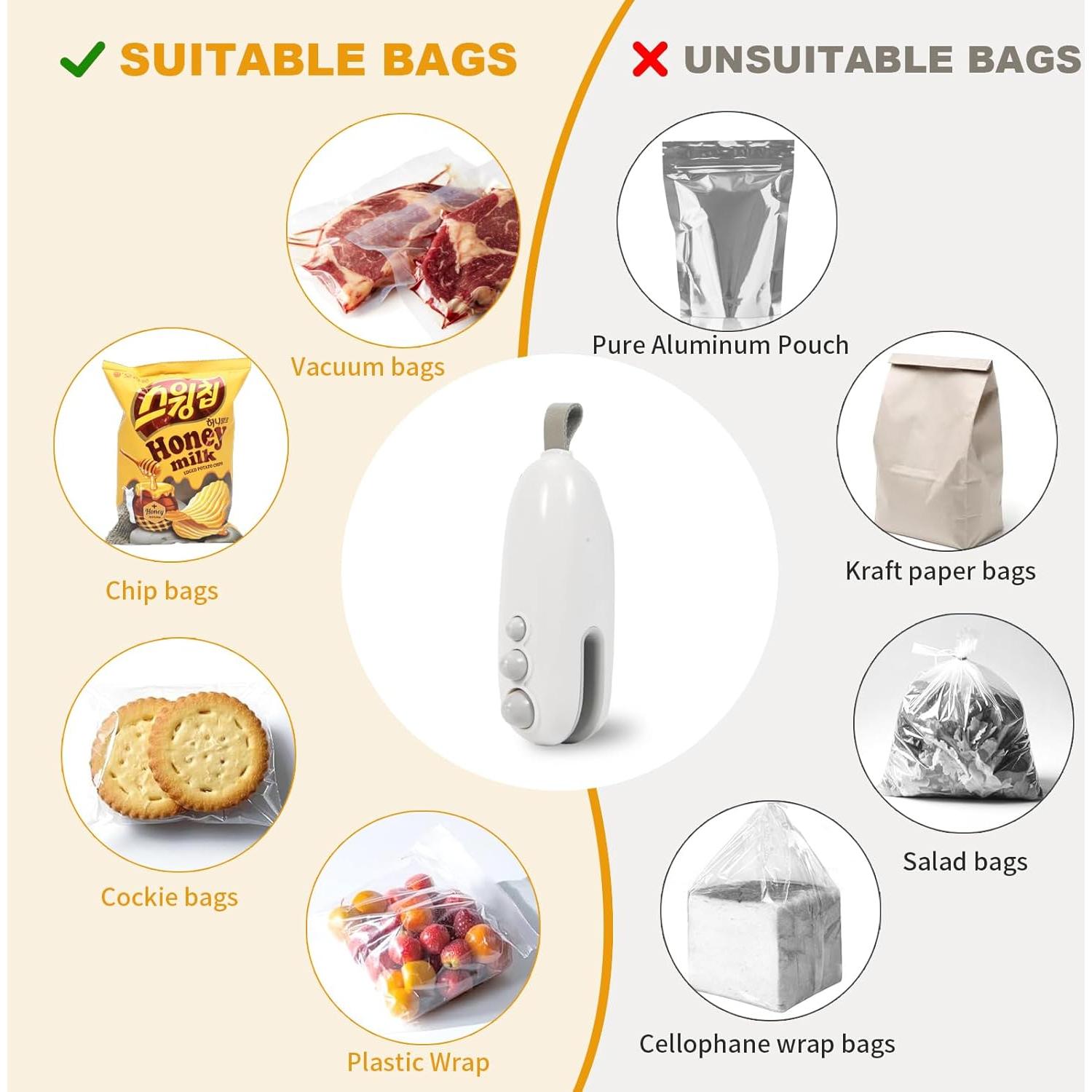 Mini Sello de Bolsas 2 en 1 QPOJIZ Cortador y Sellador