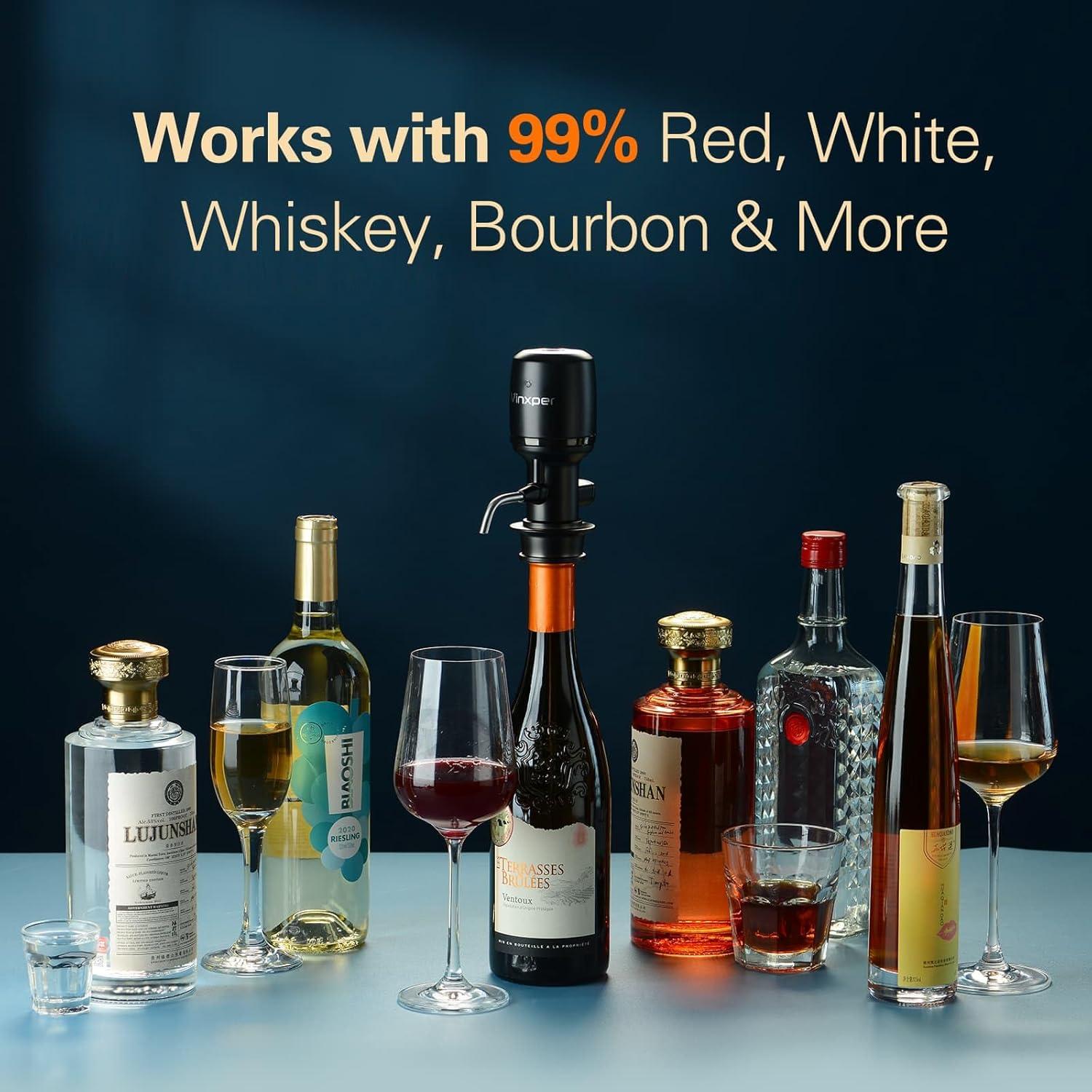 Aireador de Vino Eléctrico Vinxper Recargable 0-4 Horas Negro