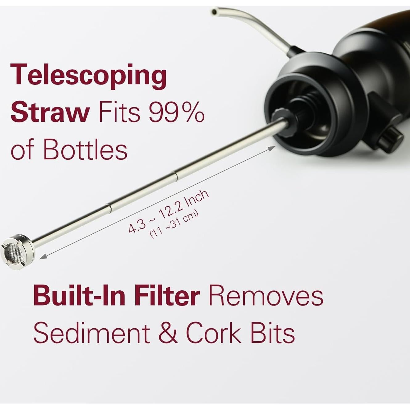 Aireador de Vino Eléctrico Vinxper Recargable 0-4 Horas Negro