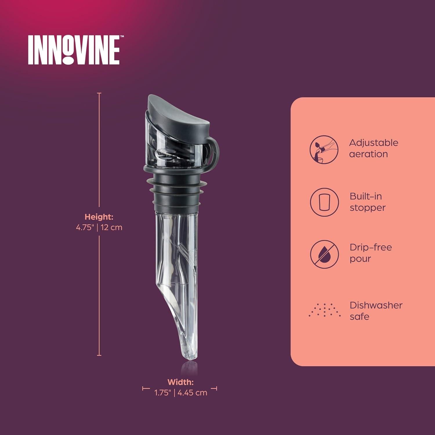 Aireador de Vino Innovine con Tapón, Diseño Compacto y Ajustable