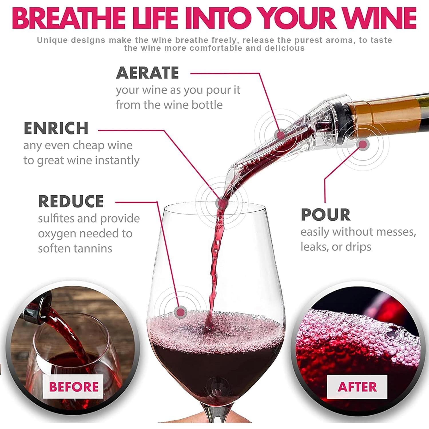 Aireador de Vino Jwalin - Vertedor Sin Goteo para Tintos y Blancos