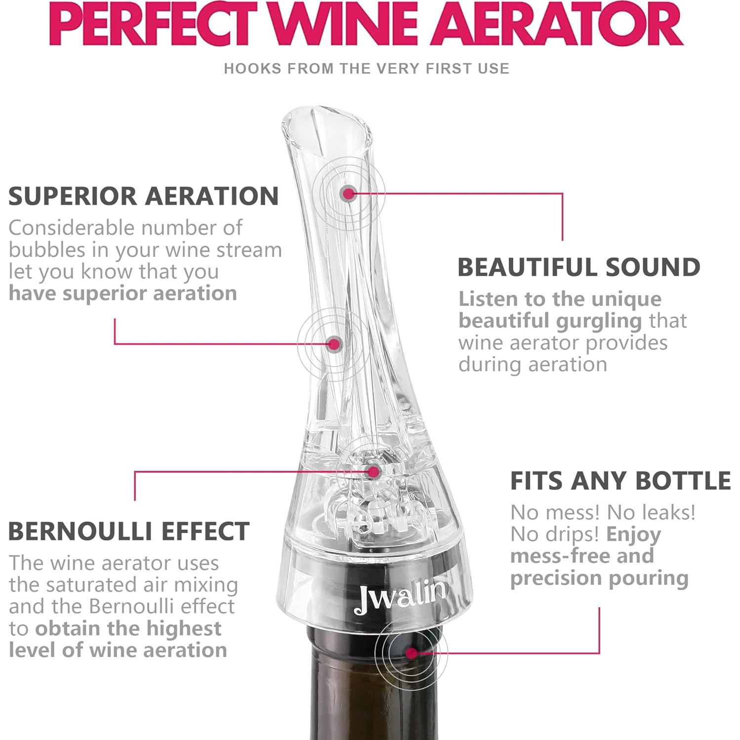 Aireador de Vino Jwalin - Vertedor Sin Goteo para Tintos y Blancos