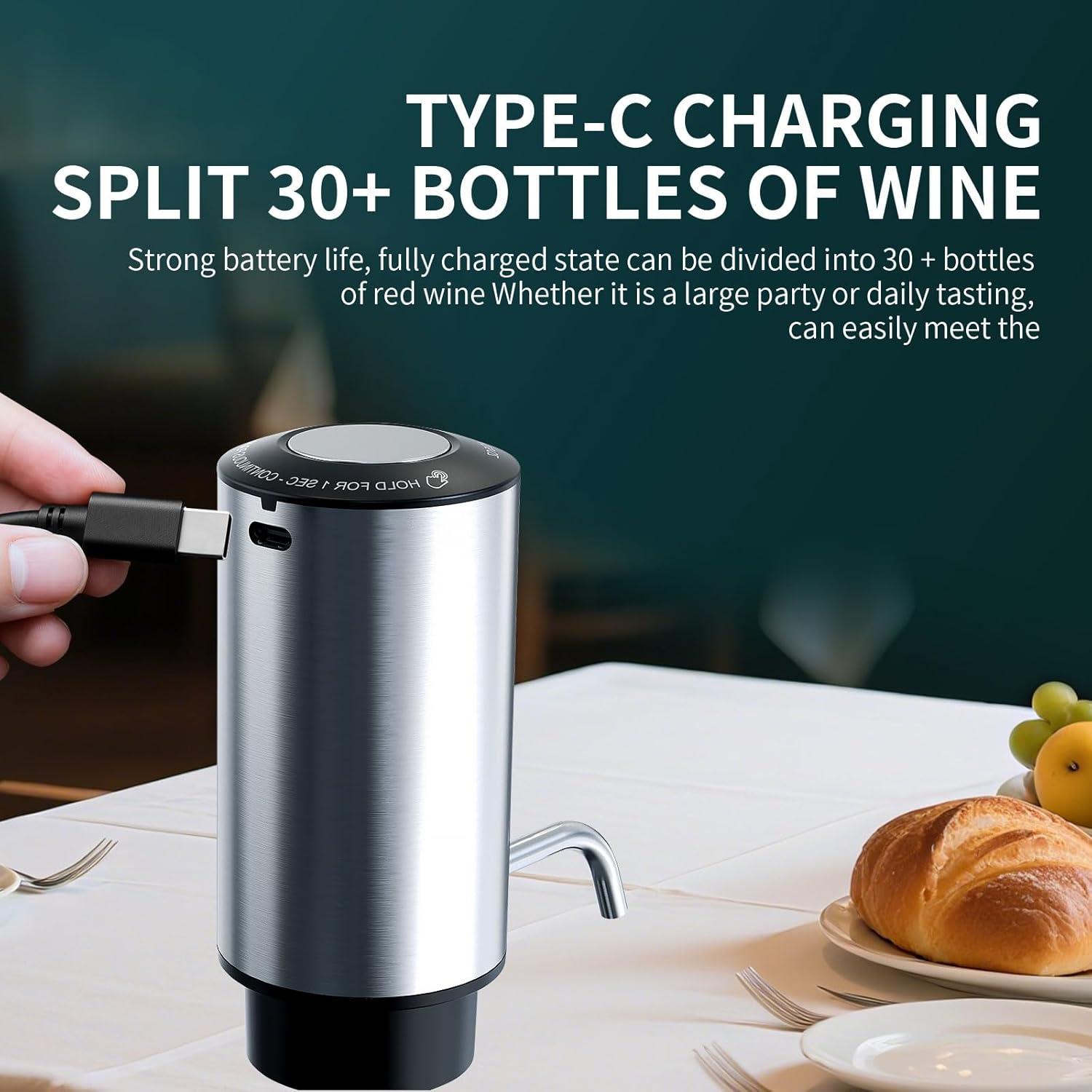 Aireador de vino eléctrico Liuzouwin 2025 recargable plateado