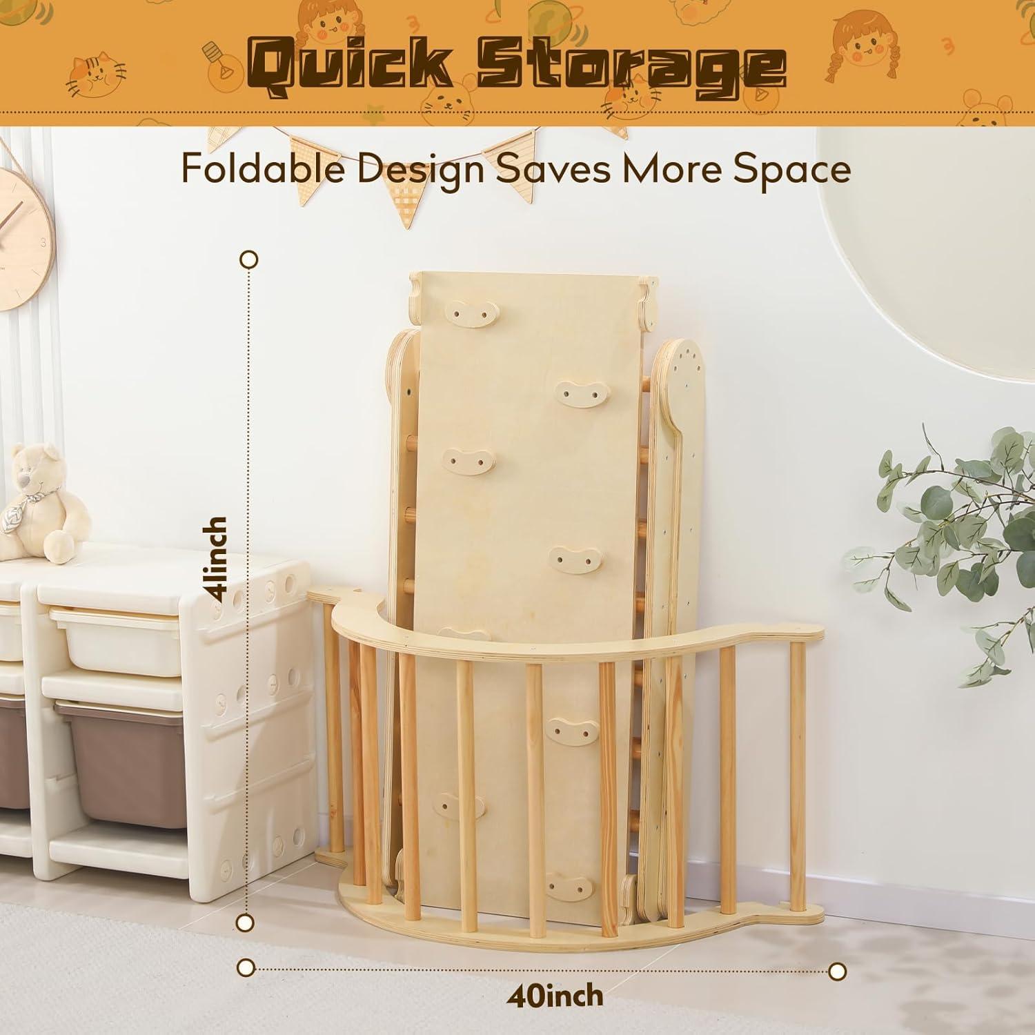 Juego de Escalada Montessori 7 en 1 Baotree - Madera Natural