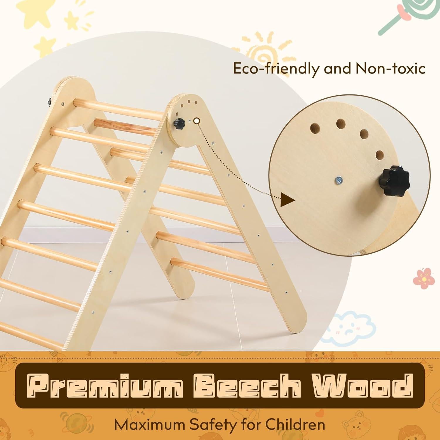 Juego de Escalada Montessori 7 en 1 Baotree - Madera Natural