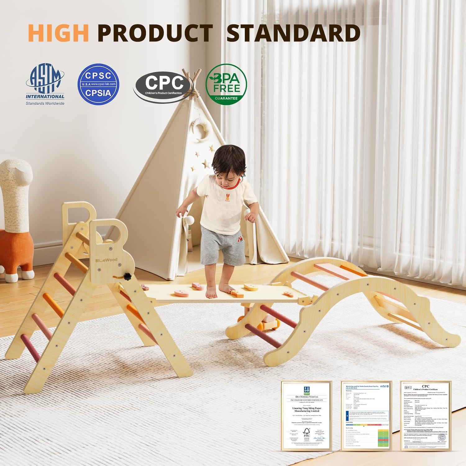 Conjunto Triángulo de Escalada BlueWood Pikler Madera