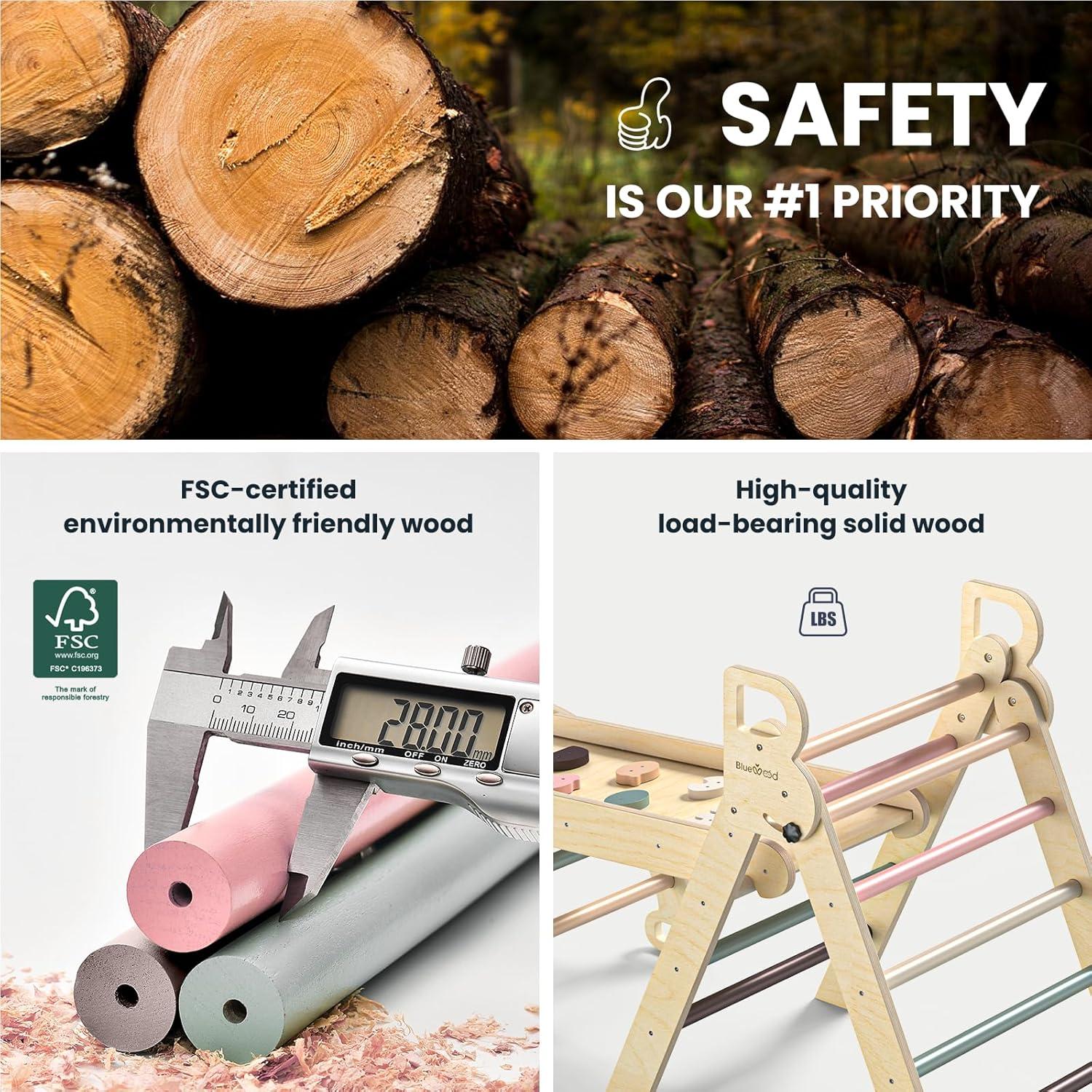 Conjunto Triángulo Pikler BlueWood con Viga de Equilibrio 3-5 Años