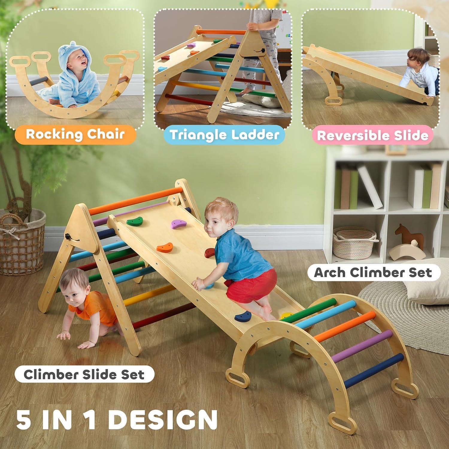 Conjunto de Escalada Montessori Qaba Pikler 5 en 1 para Niños