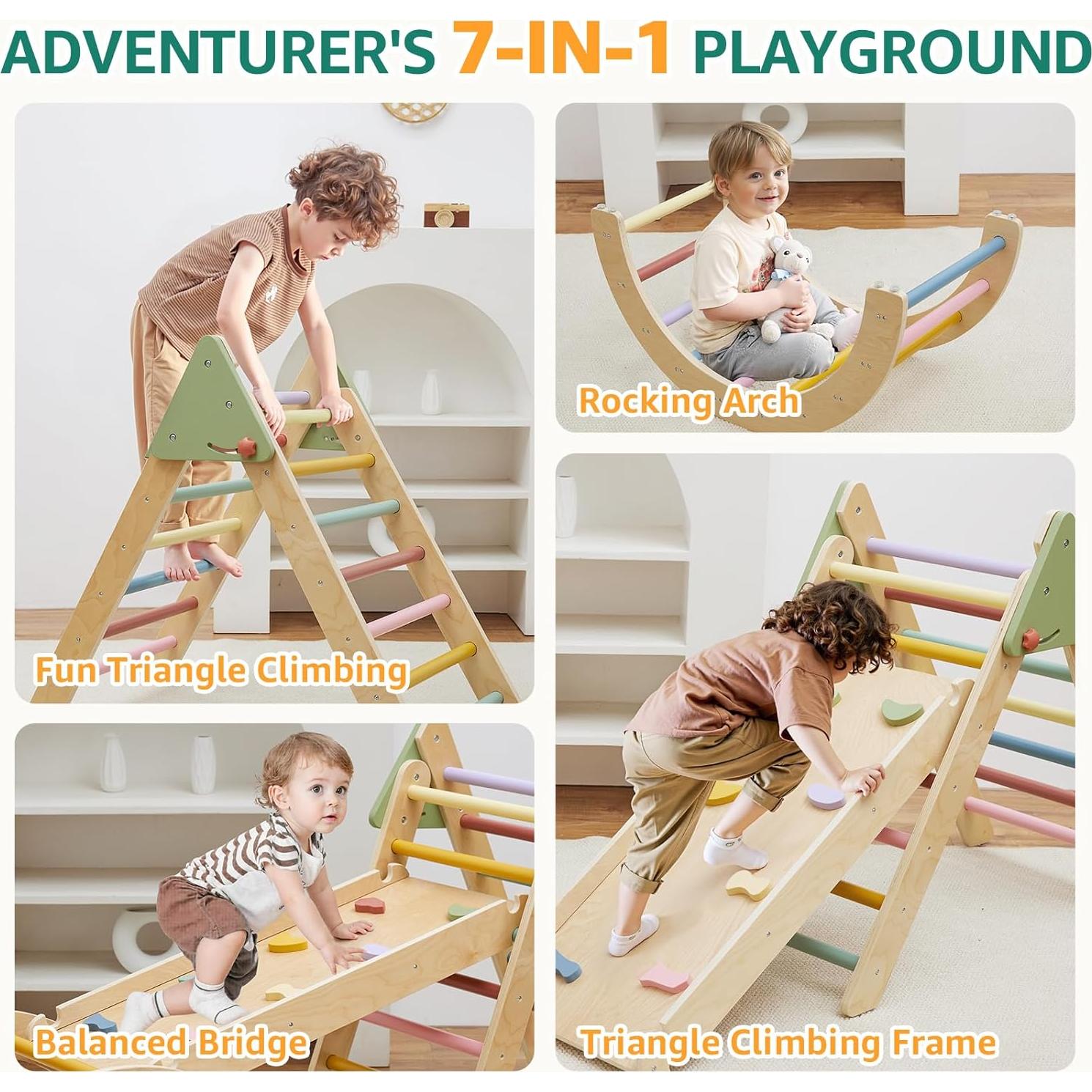 Conjunto de Escalada Triángulo Pikler 7 en 1 Montessori