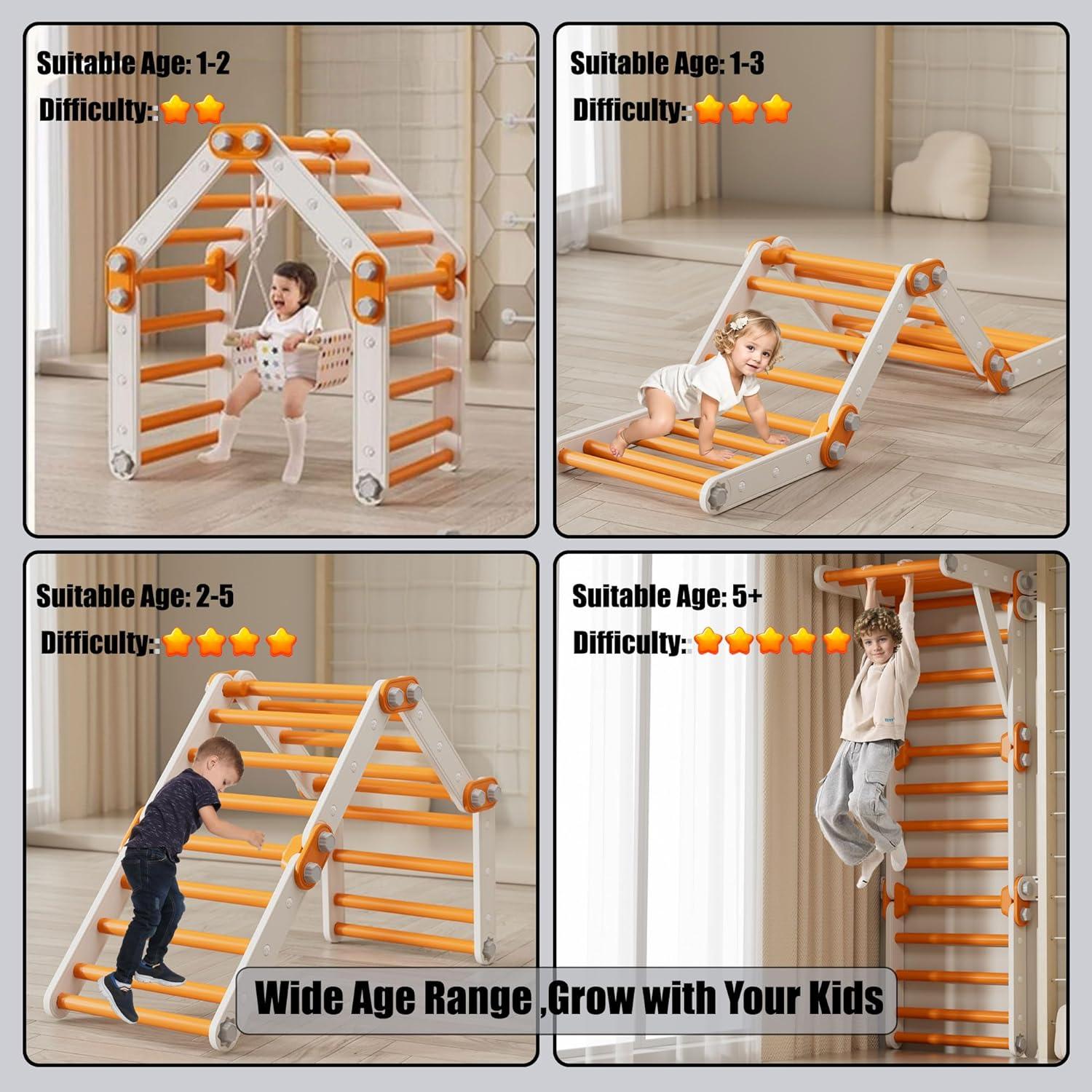 Escalador Montessori Plegable HTWELL Naranja 68x61x190cm