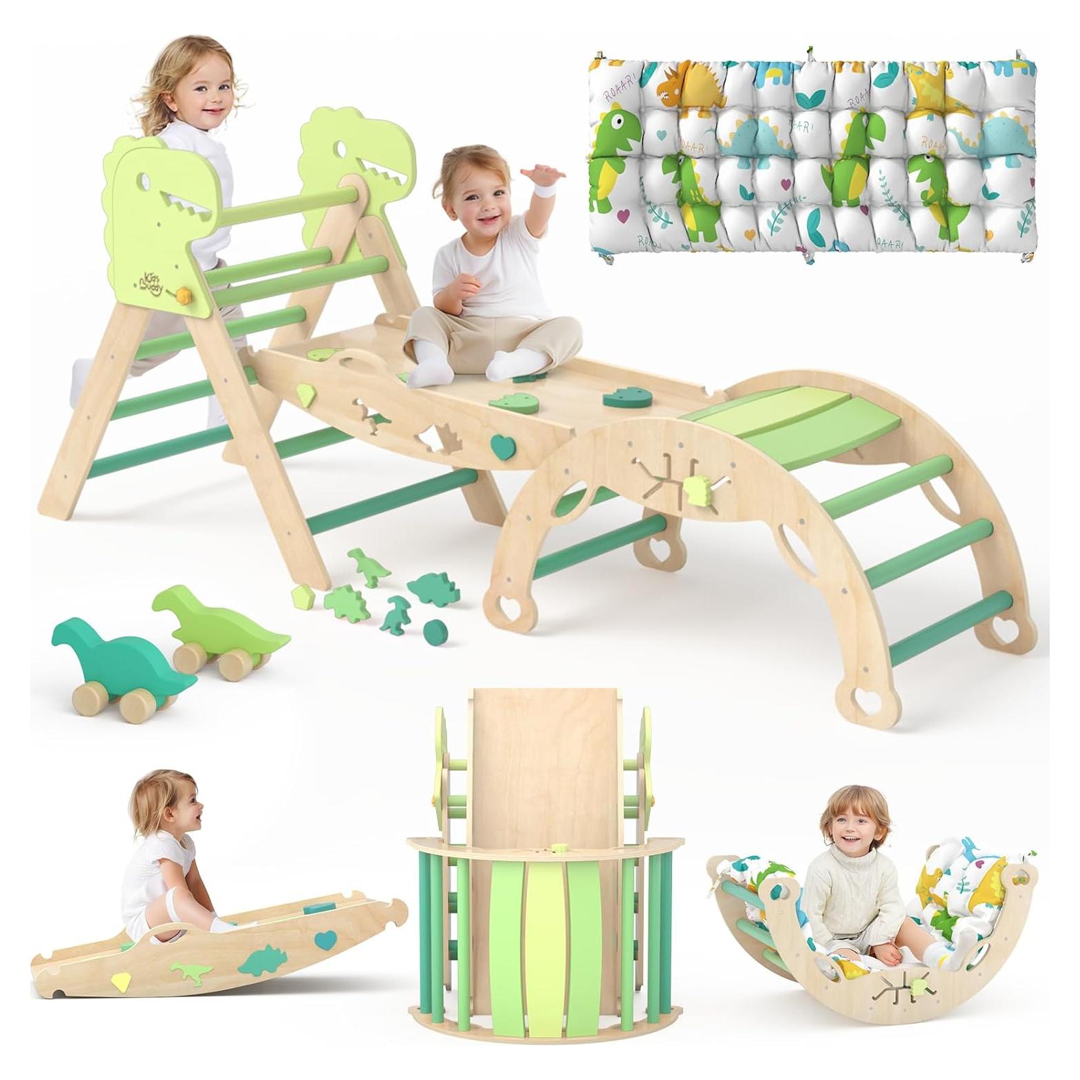 Conjunto Triángulo Pikler KidsBuddy 9 en 1 Madera Dinosaurio