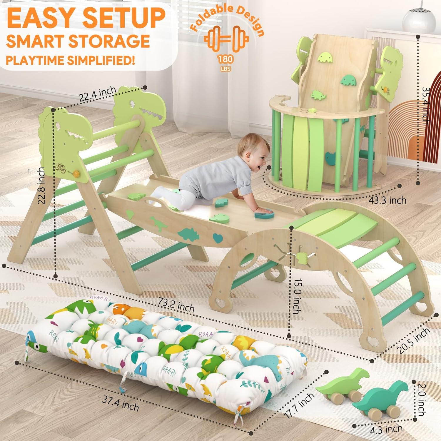 Conjunto Triángulo Pikler KidsBuddy 9 en 1 Madera Dinosaurio