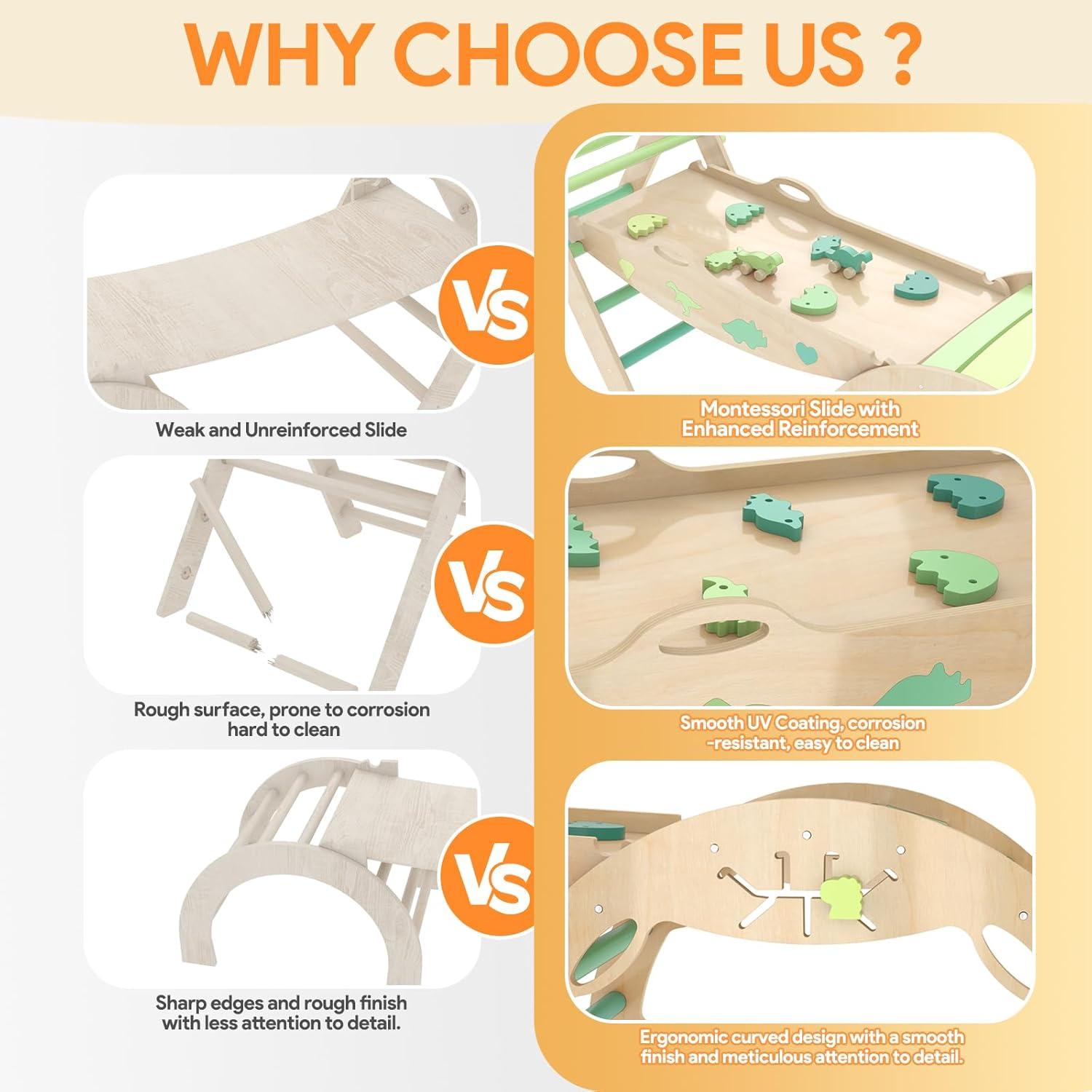 Conjunto Triángulo Pikler KidsBuddy 9 en 1 Madera Dinosaurio