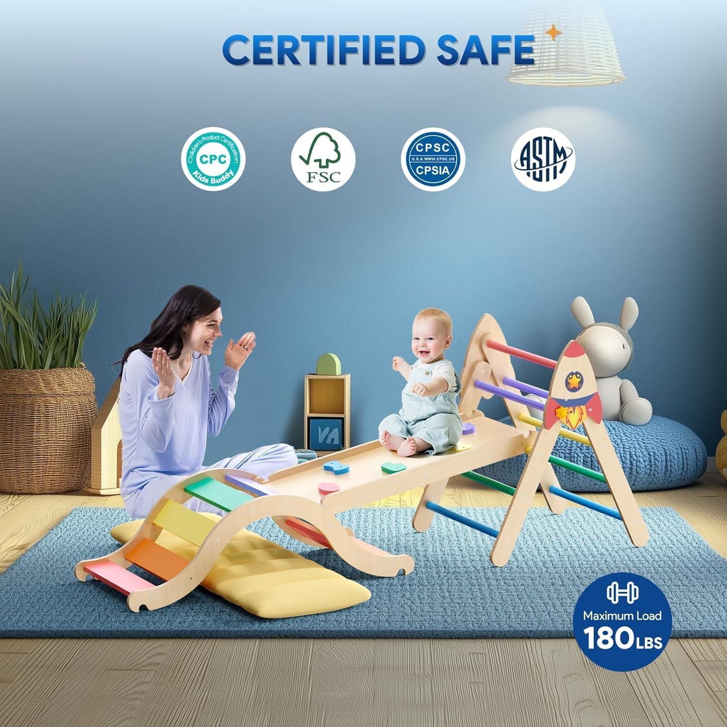 Conjunto de Triángulo Pikler KidsBuddy con Cojín 9.8 kg