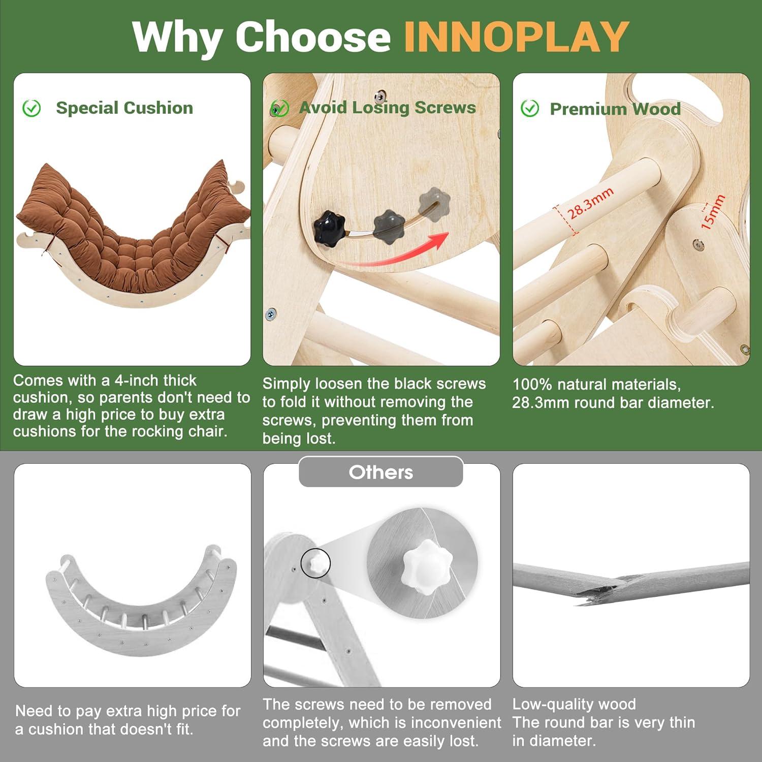 Conjunto de Escalada Pikler INNOPLAY 7-en-1 para Niños 1.5-5 Años