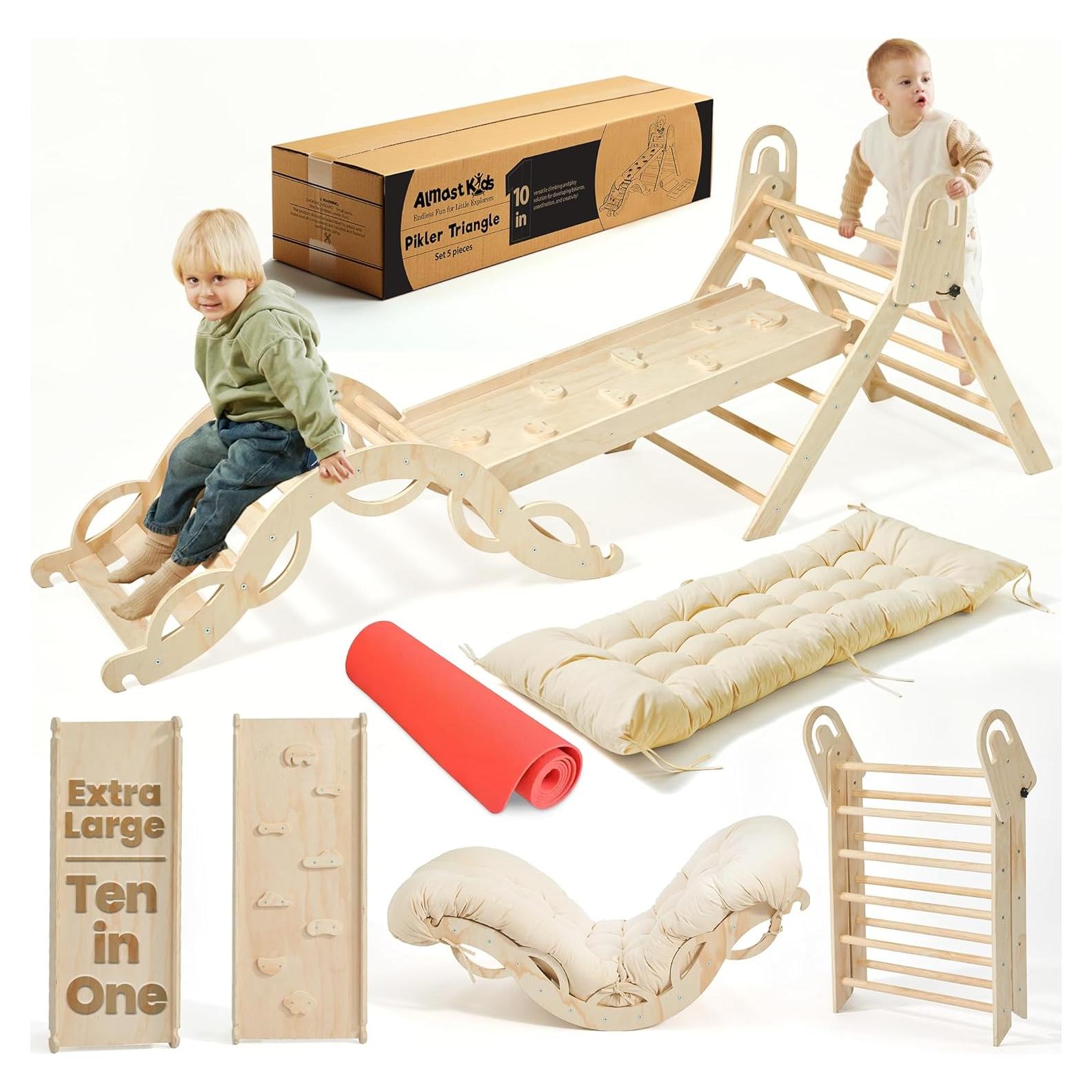 Conjunto Triángulo Pikler Almast Kids 10 en 1 Escalador Plegable