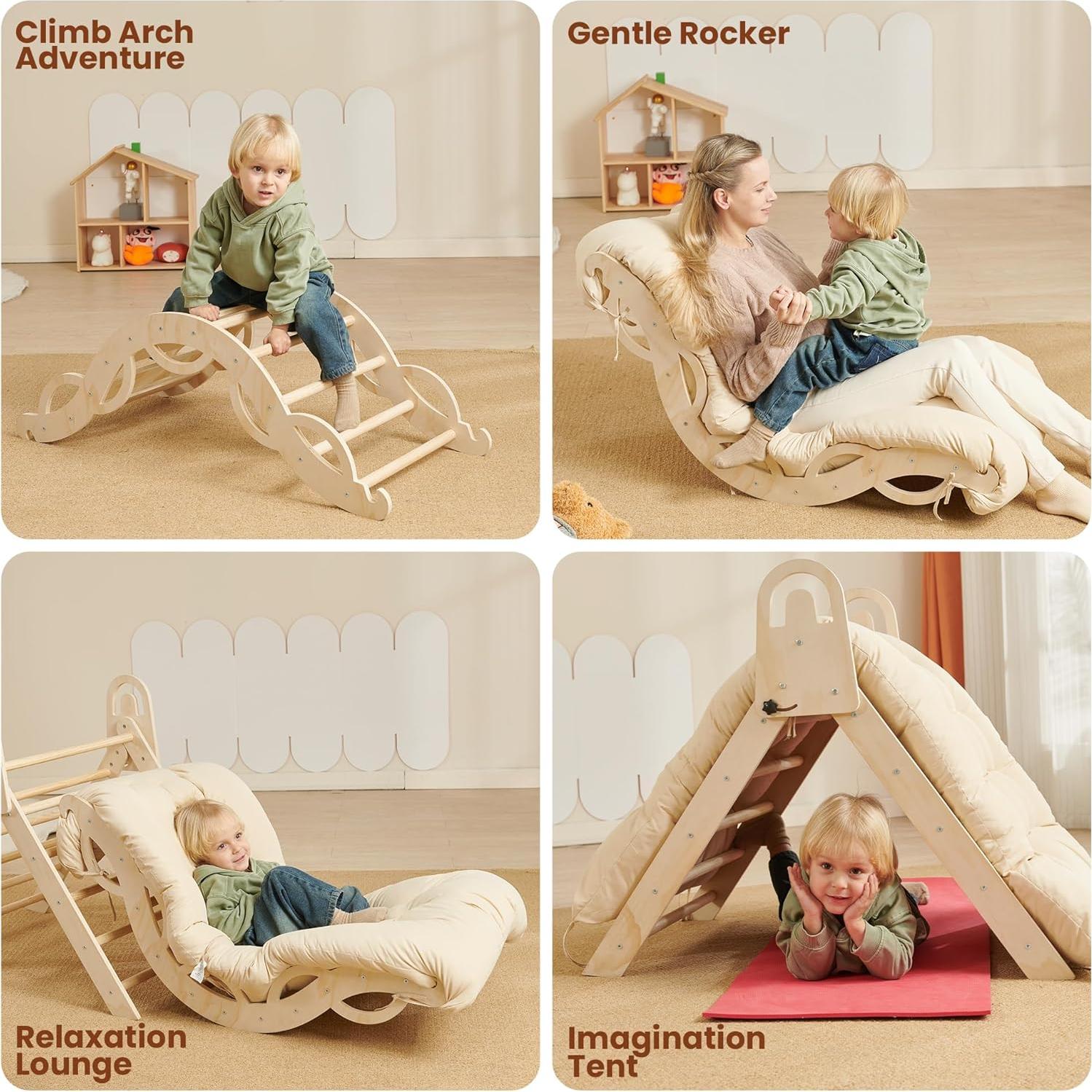 Conjunto Triángulo Pikler Almast Kids 10 en 1 Escalador Plegable