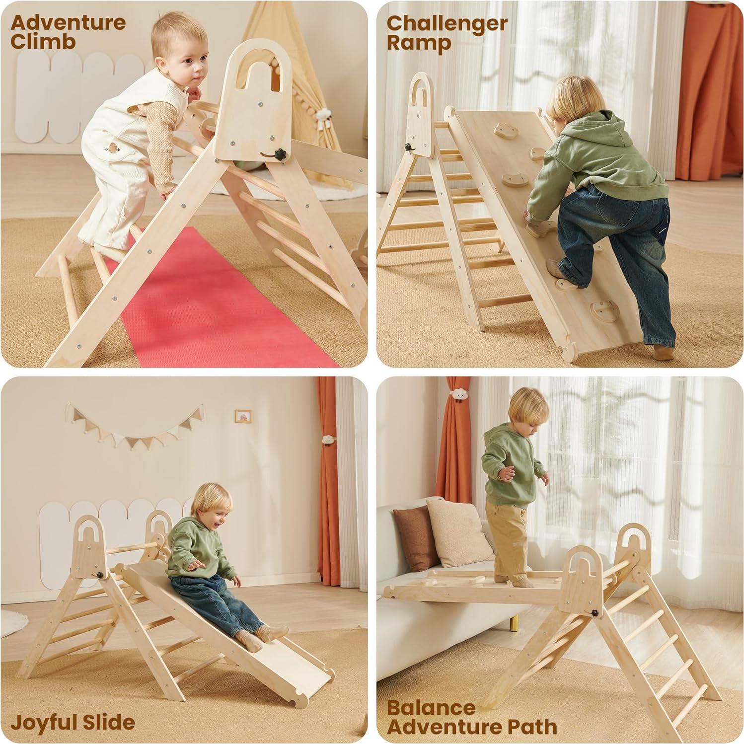 Conjunto Triángulo Pikler Almast Kids 10 en 1 Escalador Plegable