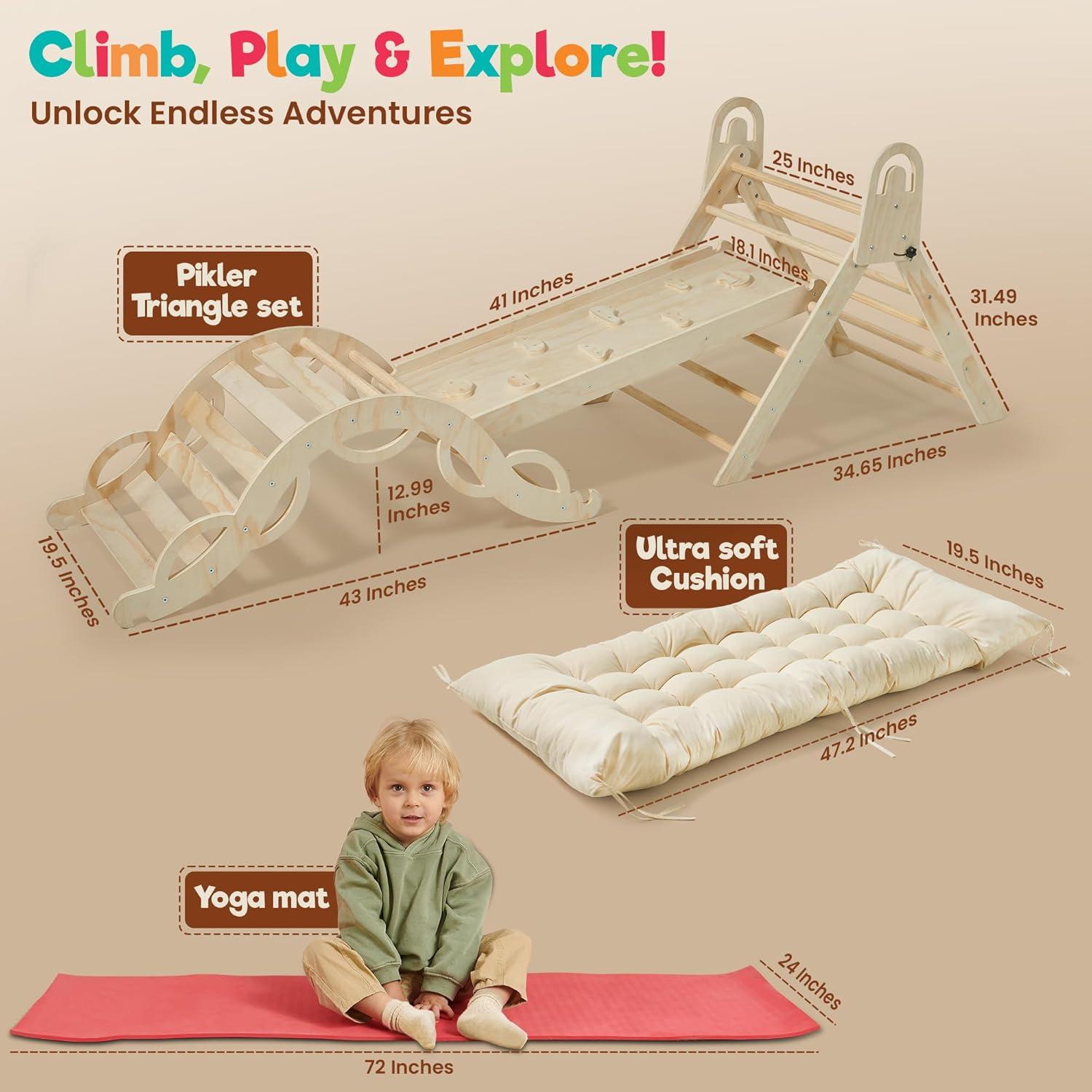 Conjunto Triángulo Pikler Almast Kids 10 en 1 Escalador Plegable