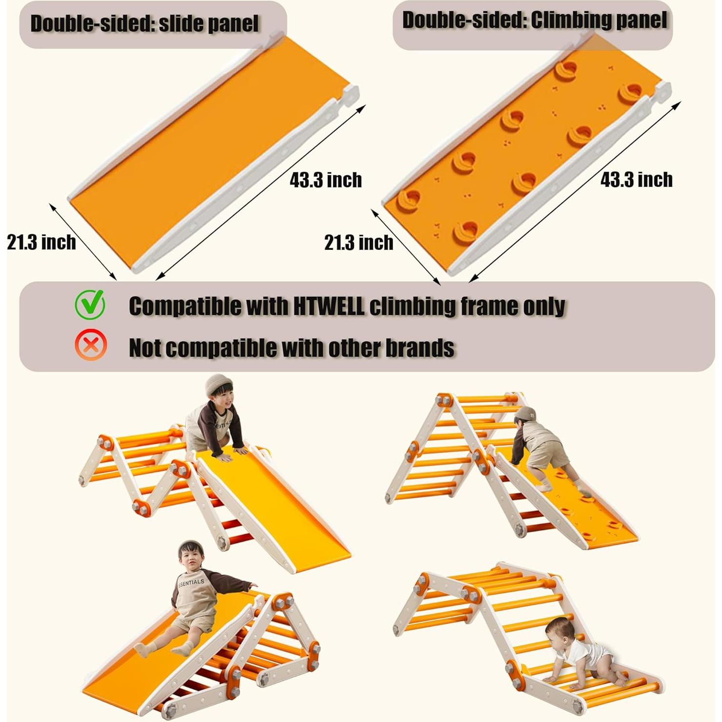 Deslizamiento HTWELL para Juguetes de Escalada Naranja 110x54 cm