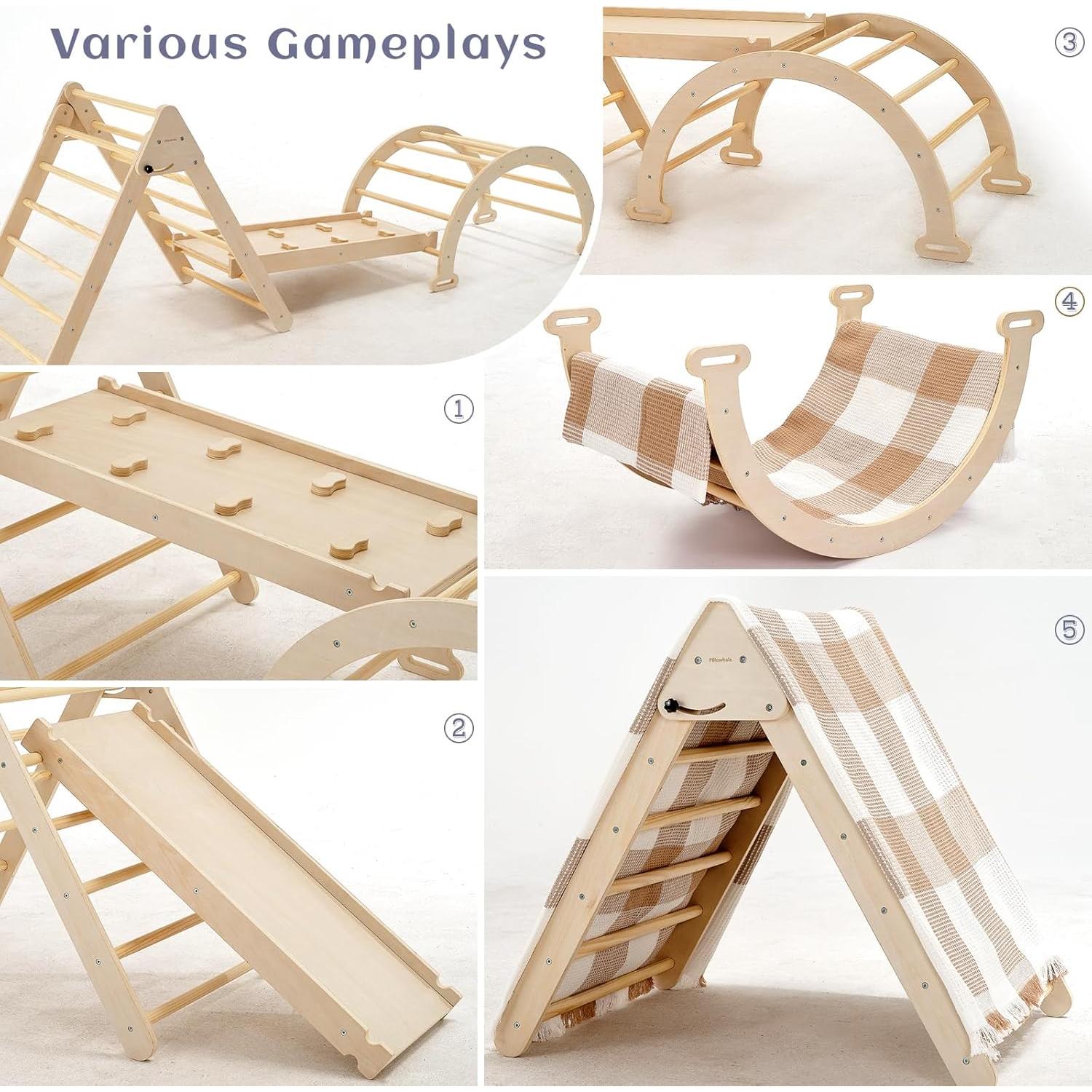 Triángulo de Escalada de Madera Montessori Pillowhale 284x71cm