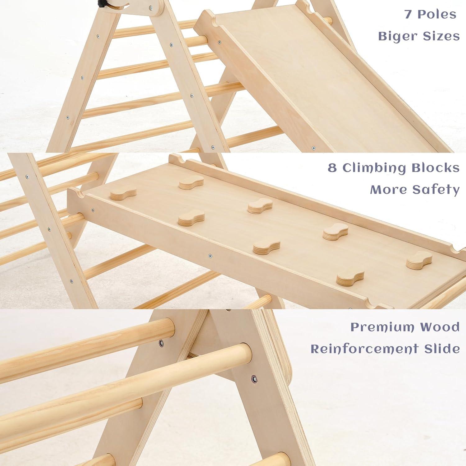 Triángulo de Escalada de Madera Montessori Pillowhale 284x71cm