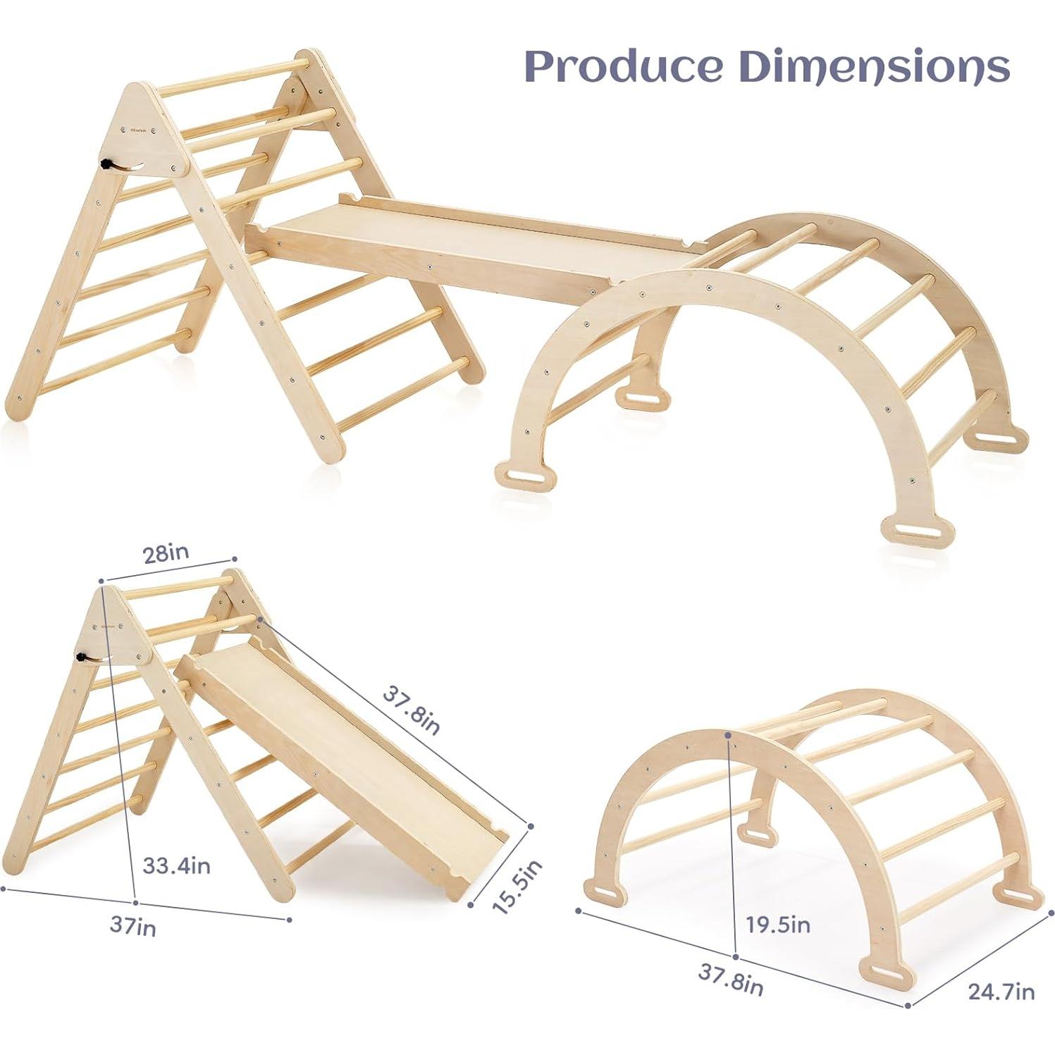 Triángulo de Escalada de Madera Montessori Pillowhale 284x71cm