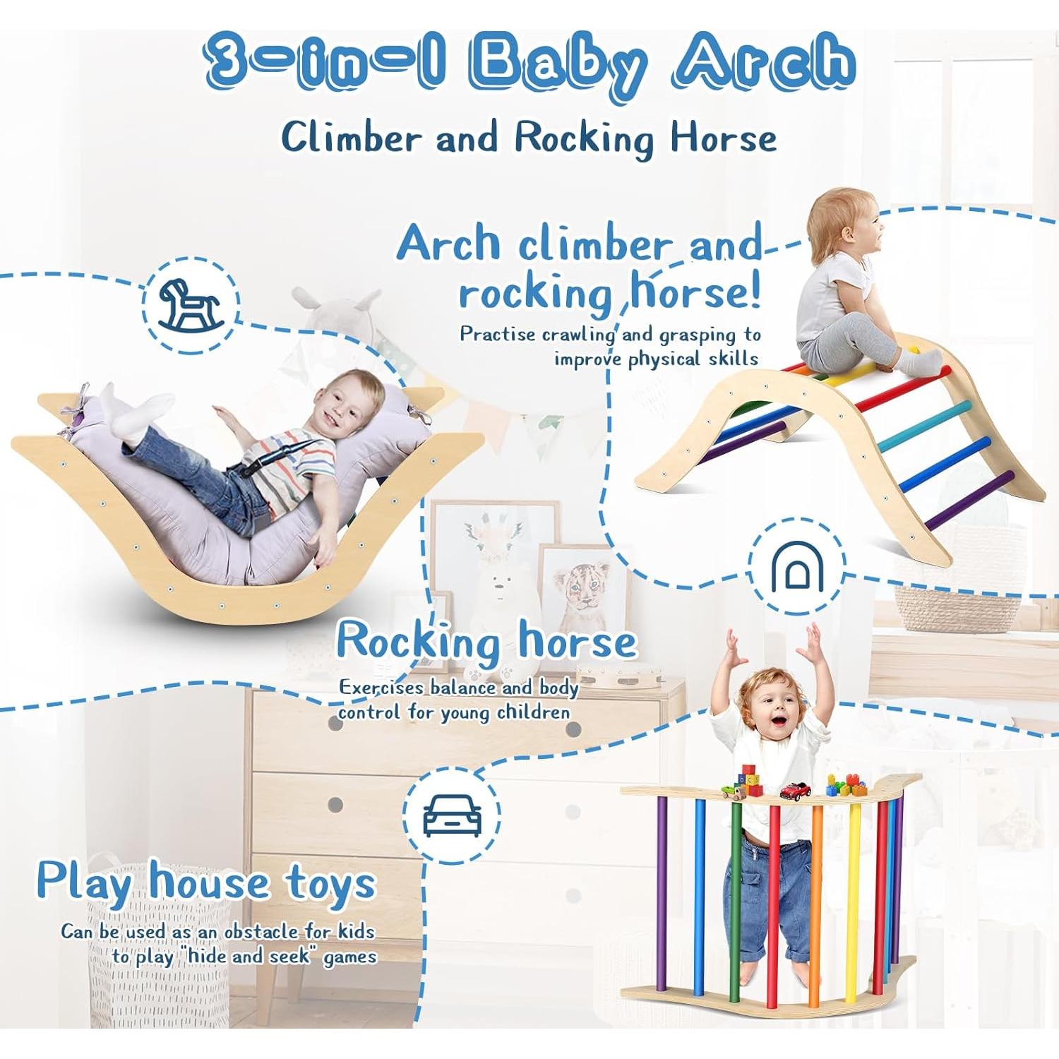 Conjunto Triángulo Pikler Dollate 7 en 1 Escalador Montessori