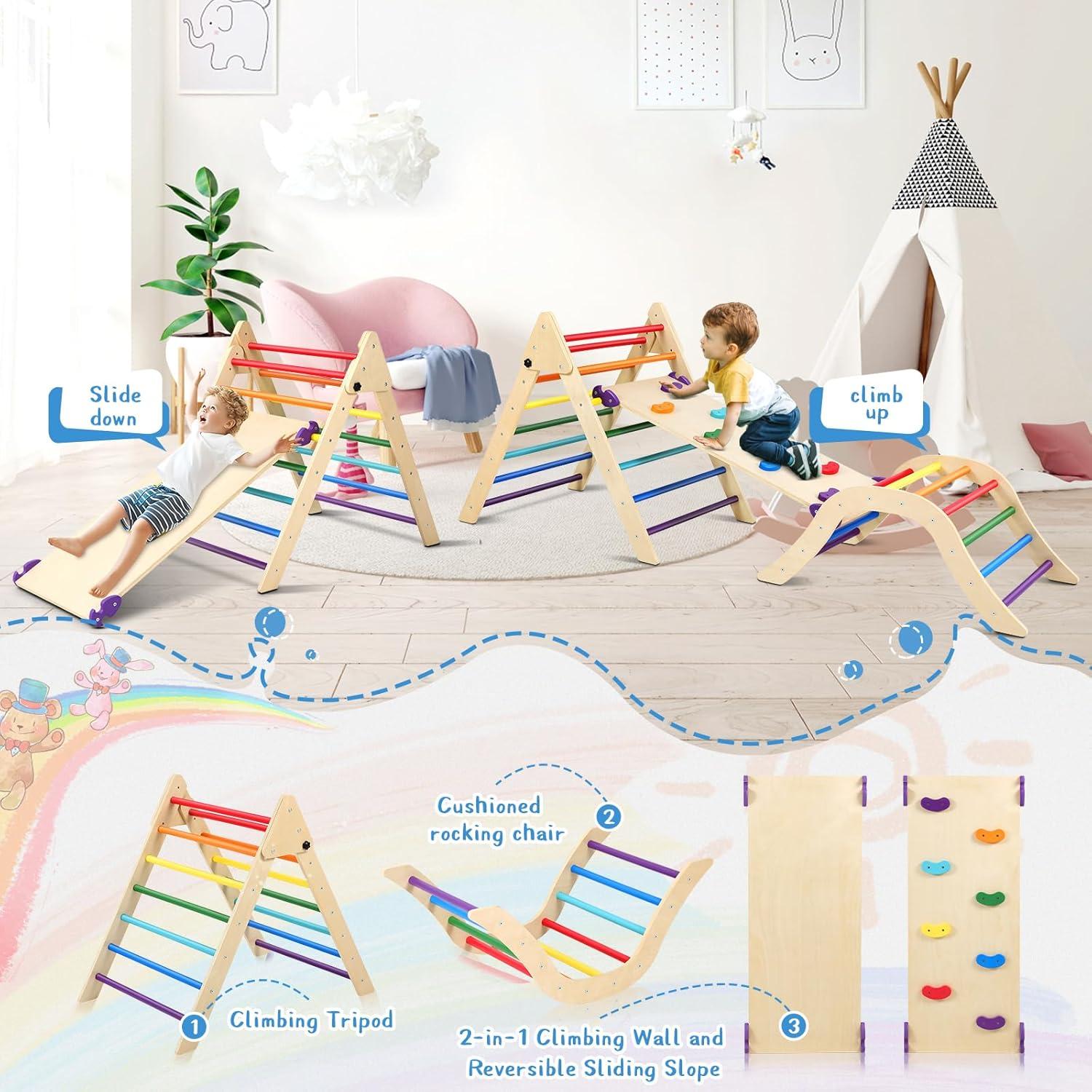 Conjunto Triángulo Pikler Dollate 7 en 1 Escalador Montessori