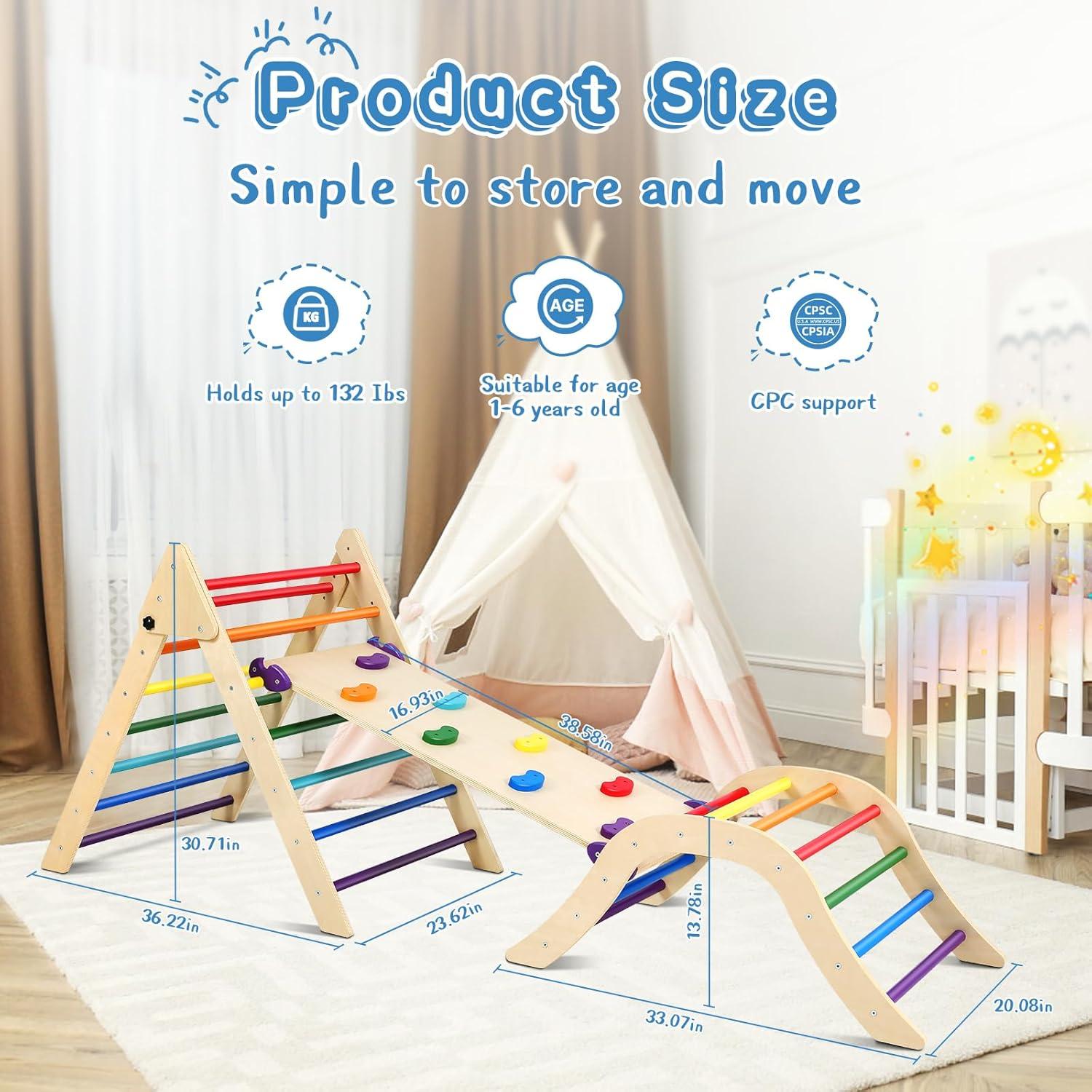 Conjunto Triángulo Pikler Dollate 7 en 1 Escalador Montessori