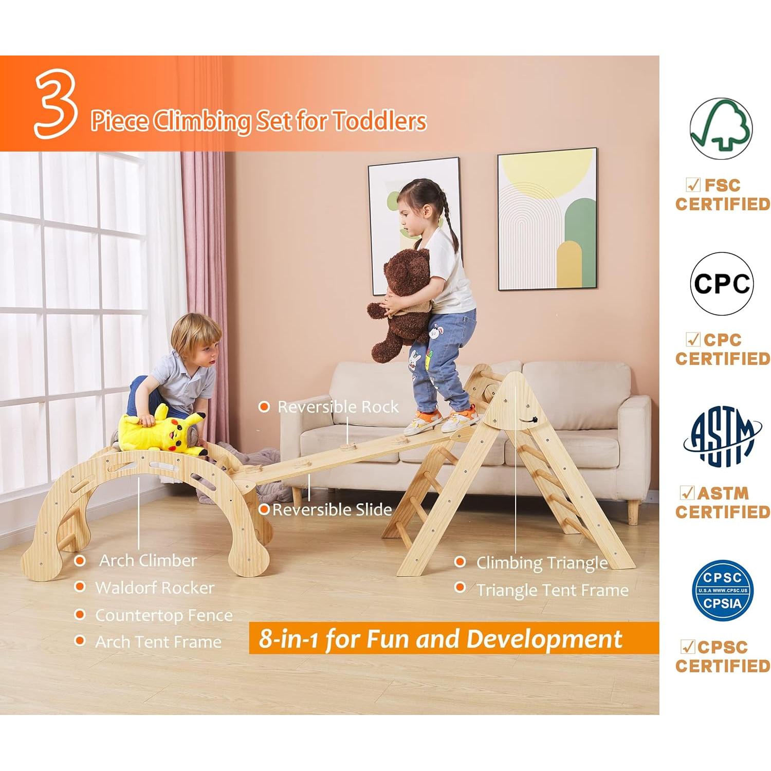 Conjunto de Escalada Pikler 8 en 1 FANABAS para Niños 1-7 Años