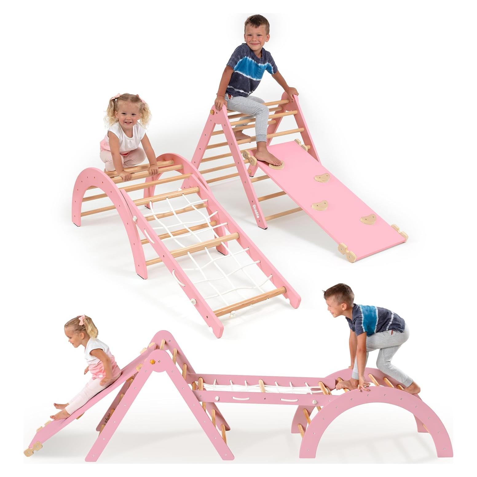 Set de Escalada Pikler Ocodile Extra Grande - Juguete Montessori Rosa