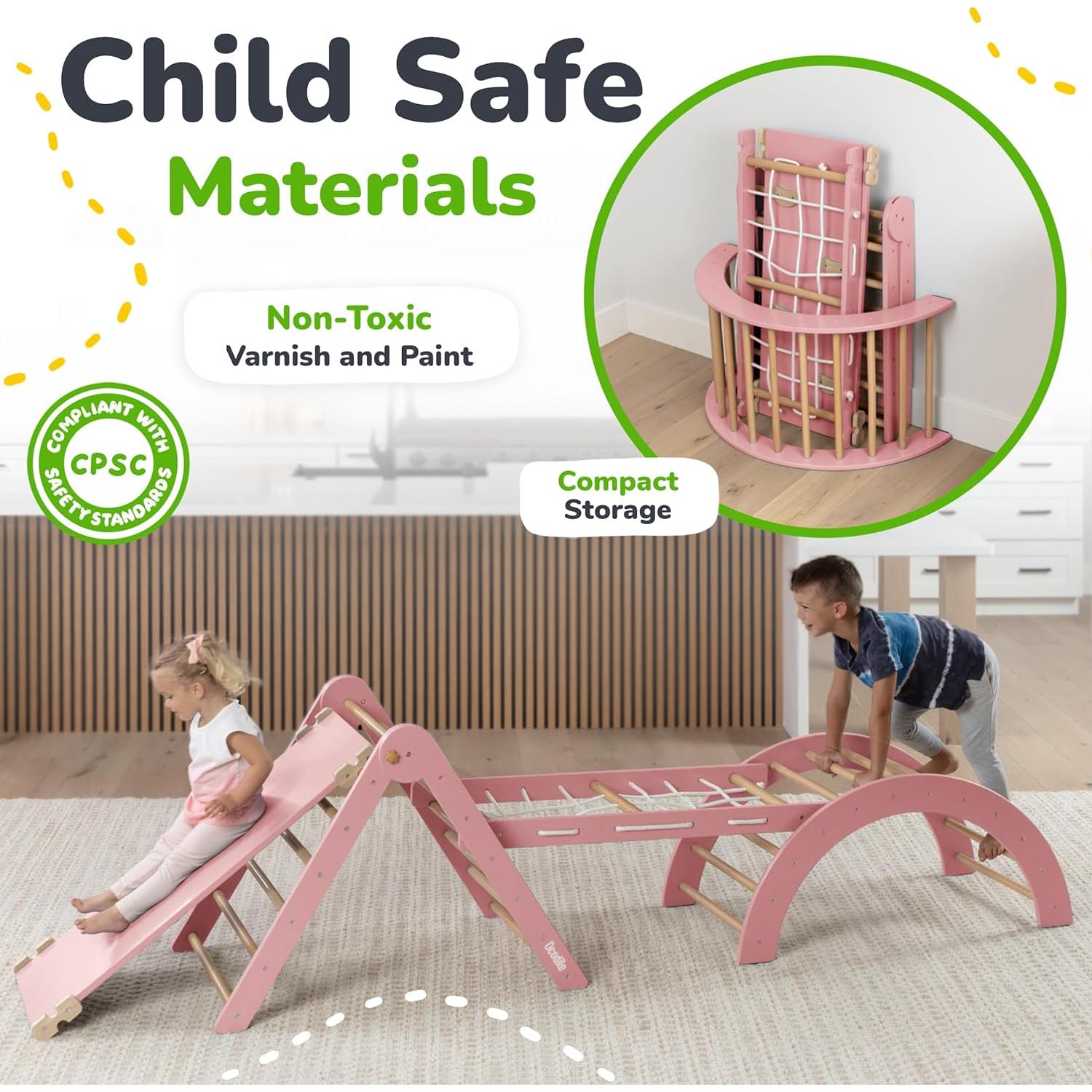 Set de Escalada Pikler Ocodile Extra Grande - Juguete Montessori Rosa