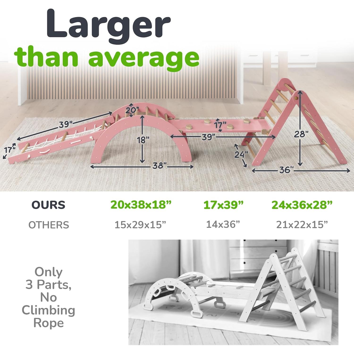 Set de Escalada Pikler Ocodile Extra Grande - Juguete Montessori Rosa