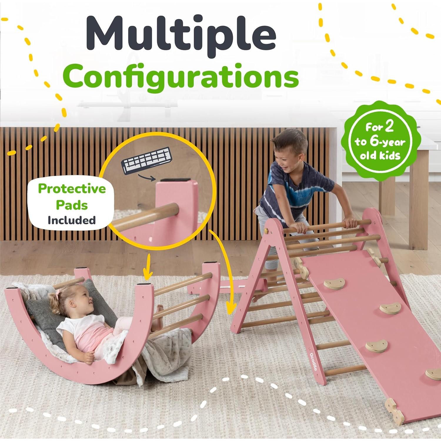 Set de Escalada Pikler Ocodile Extra Grande - Juguete Montessori Rosa