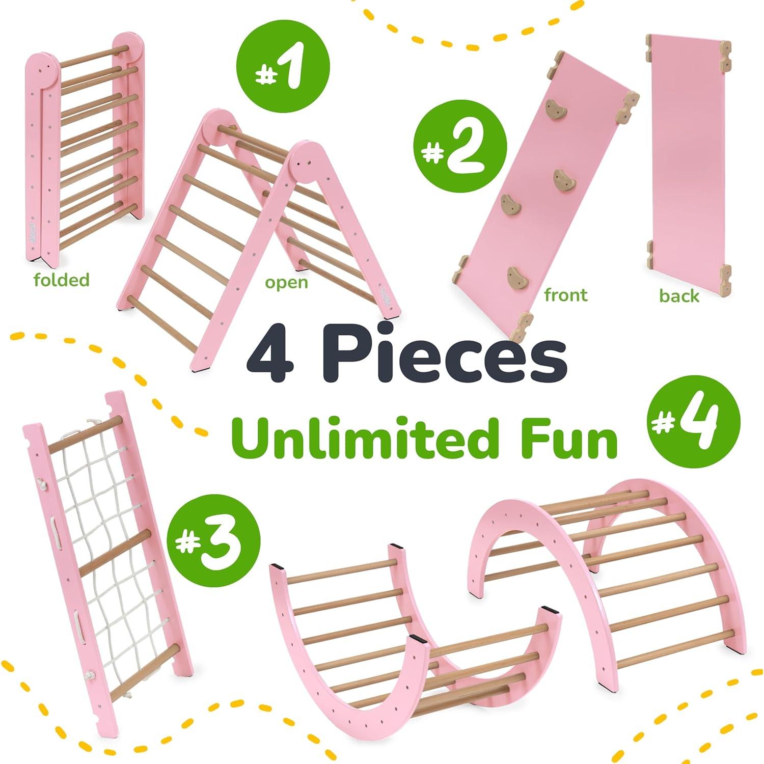 Set de Escalada Pikler Ocodile Extra Grande - Juguete Montessori Rosa