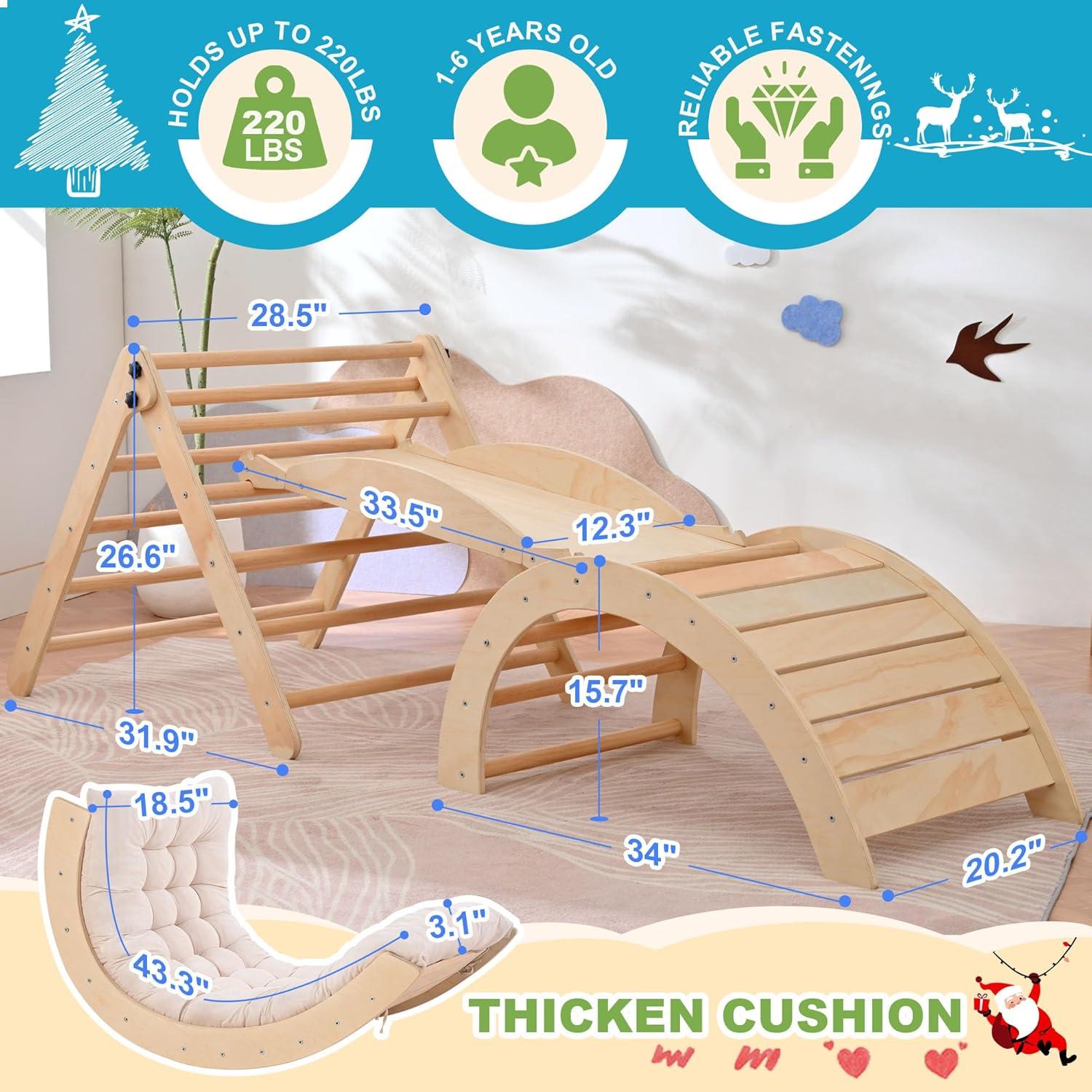 Juego de Escalada Montessori OLLIKIVI Triángulo Pikler 8 en 1