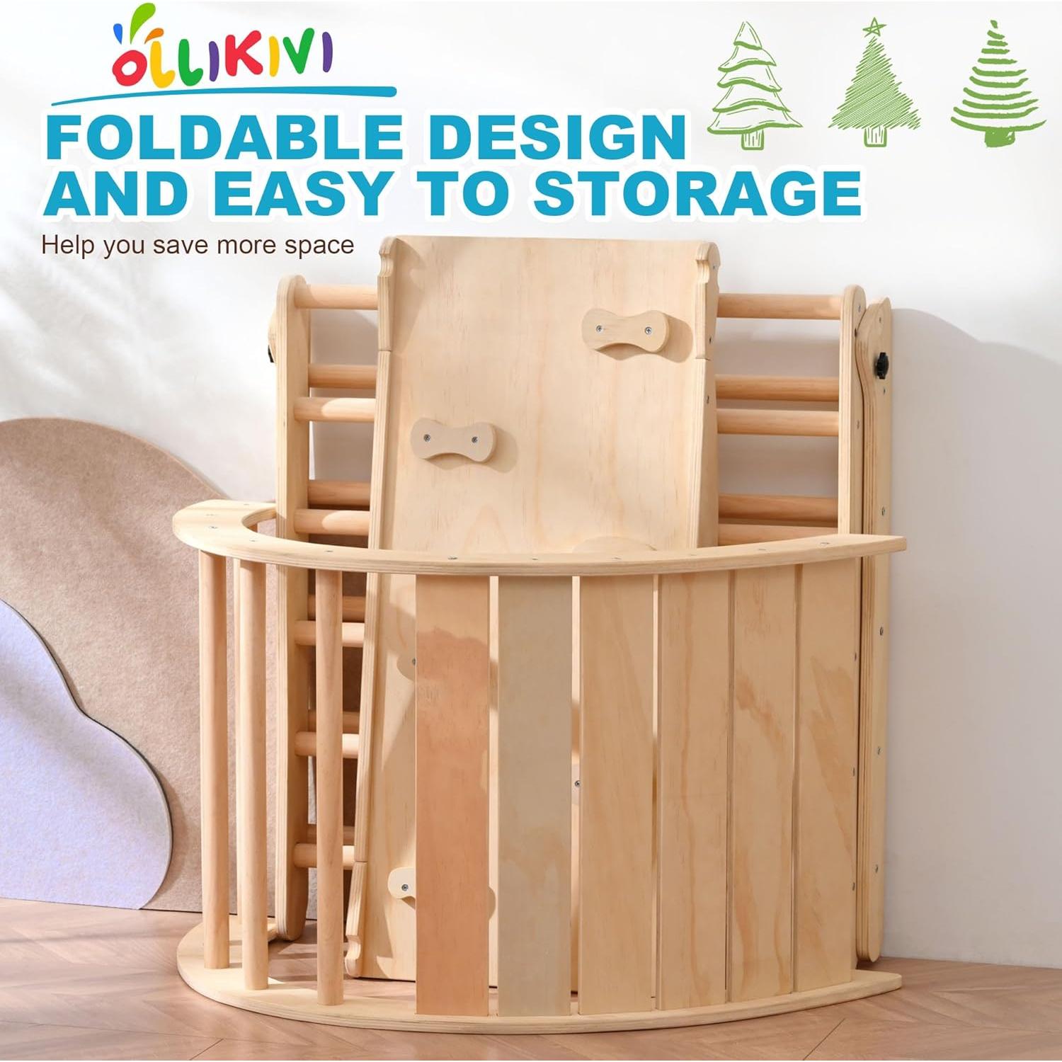 Juego de Escalada Montessori OLLIKIVI Triángulo Pikler 8 en 1