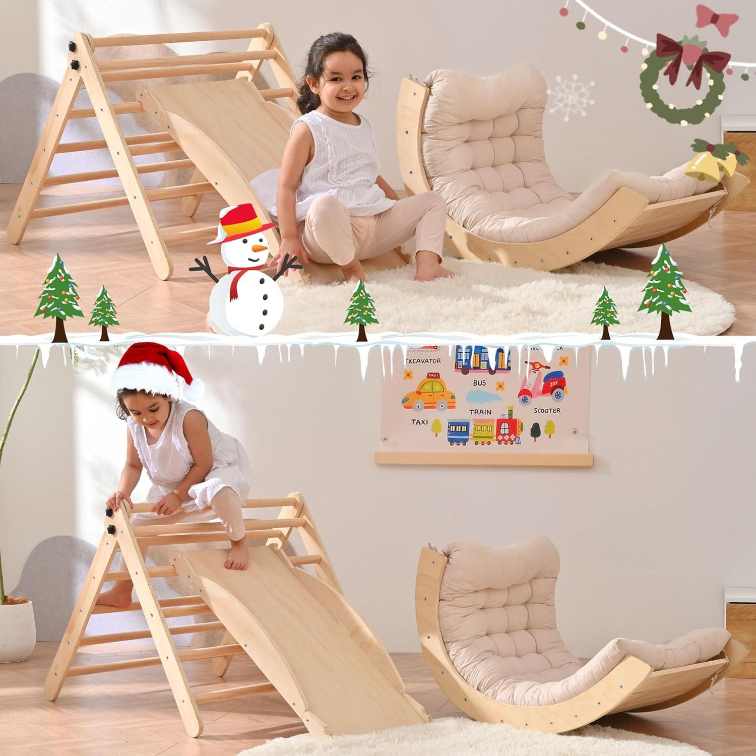 Juego de Escalada Montessori OLLIKIVI Triángulo Pikler 8 en 1