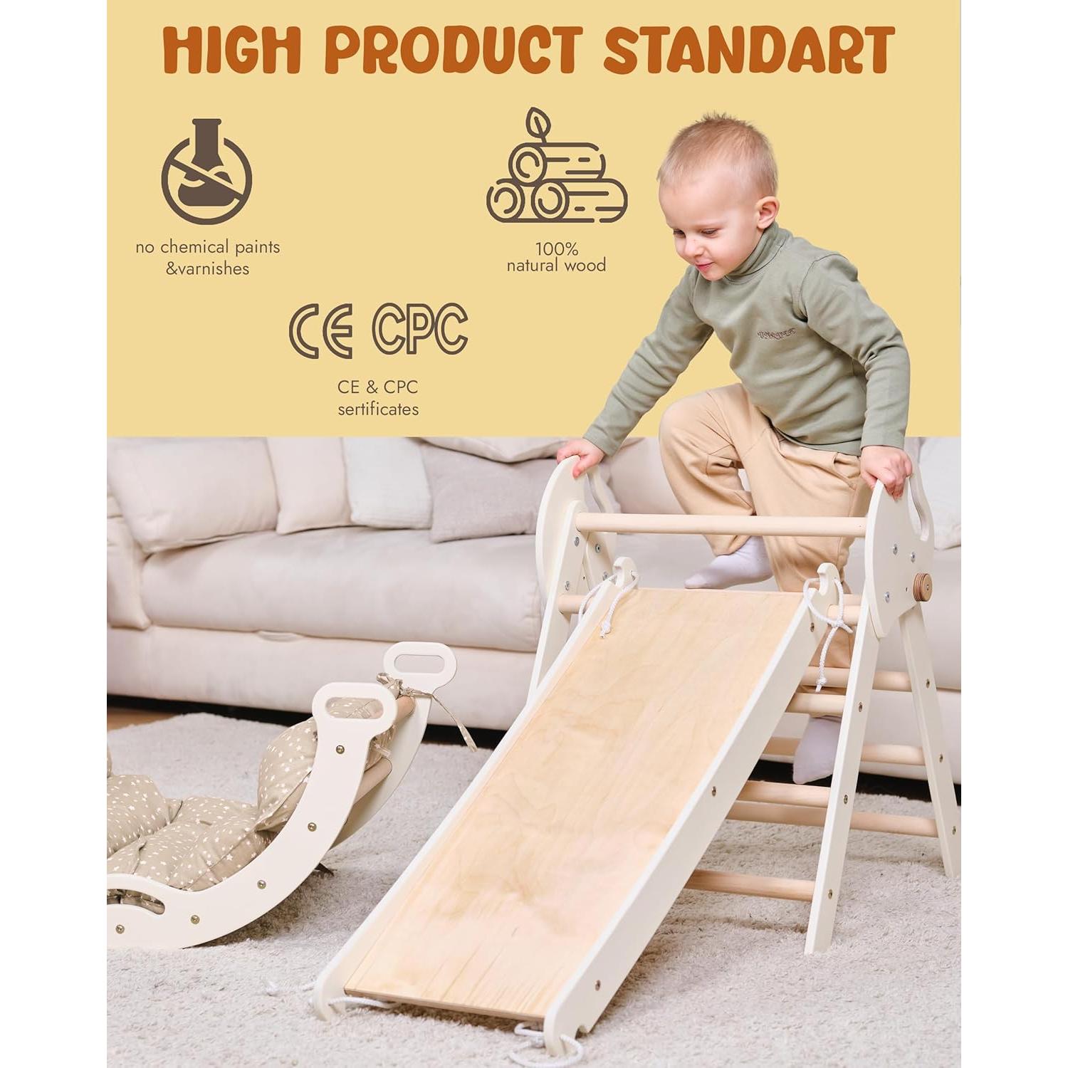 Set de Escalada Montessori 5 en 1 Goodevas - Triángulo Pikler, Arco, Cojín