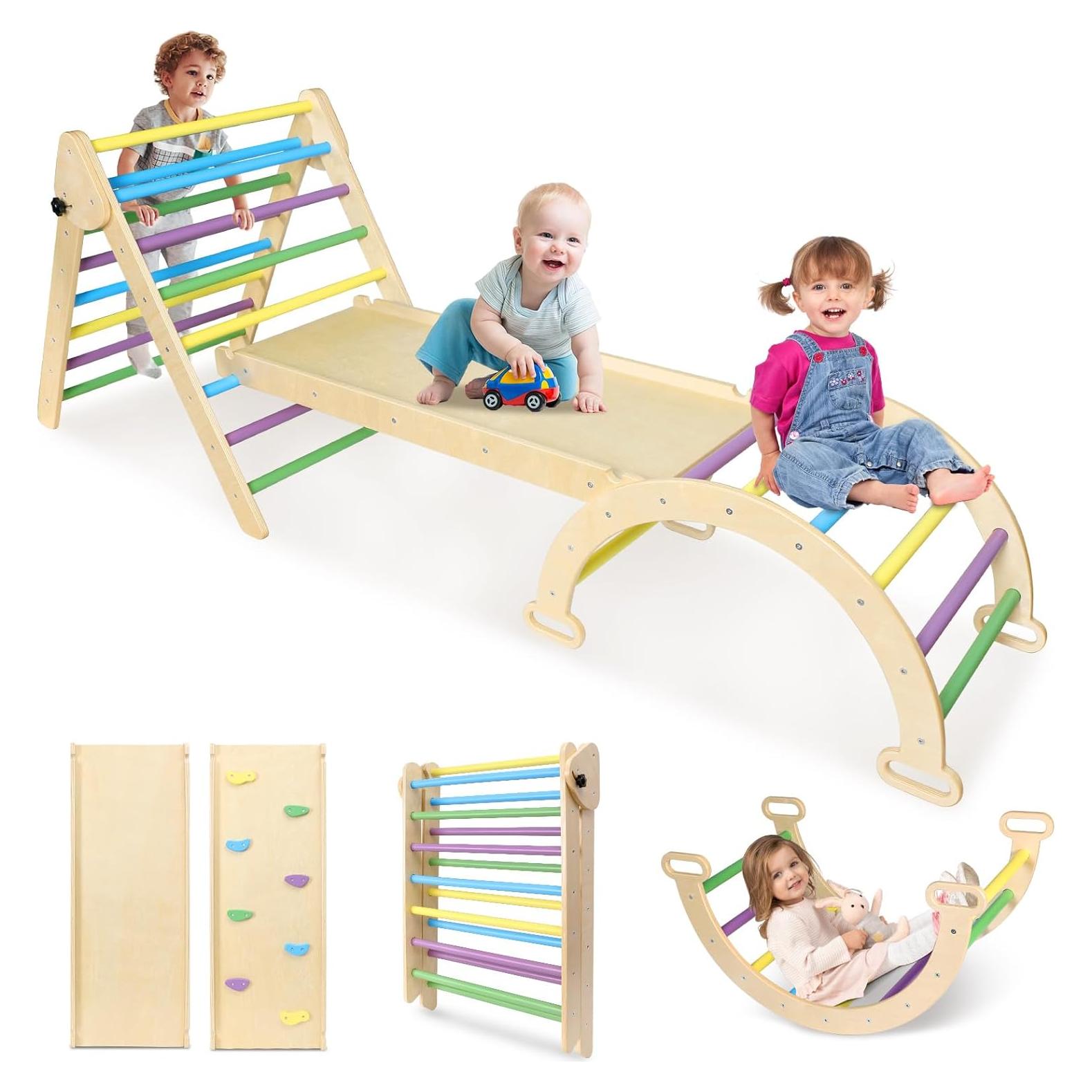 Conjunto Triángulo Pikler Montessori 7 en 1 de Madera 11.34 kg