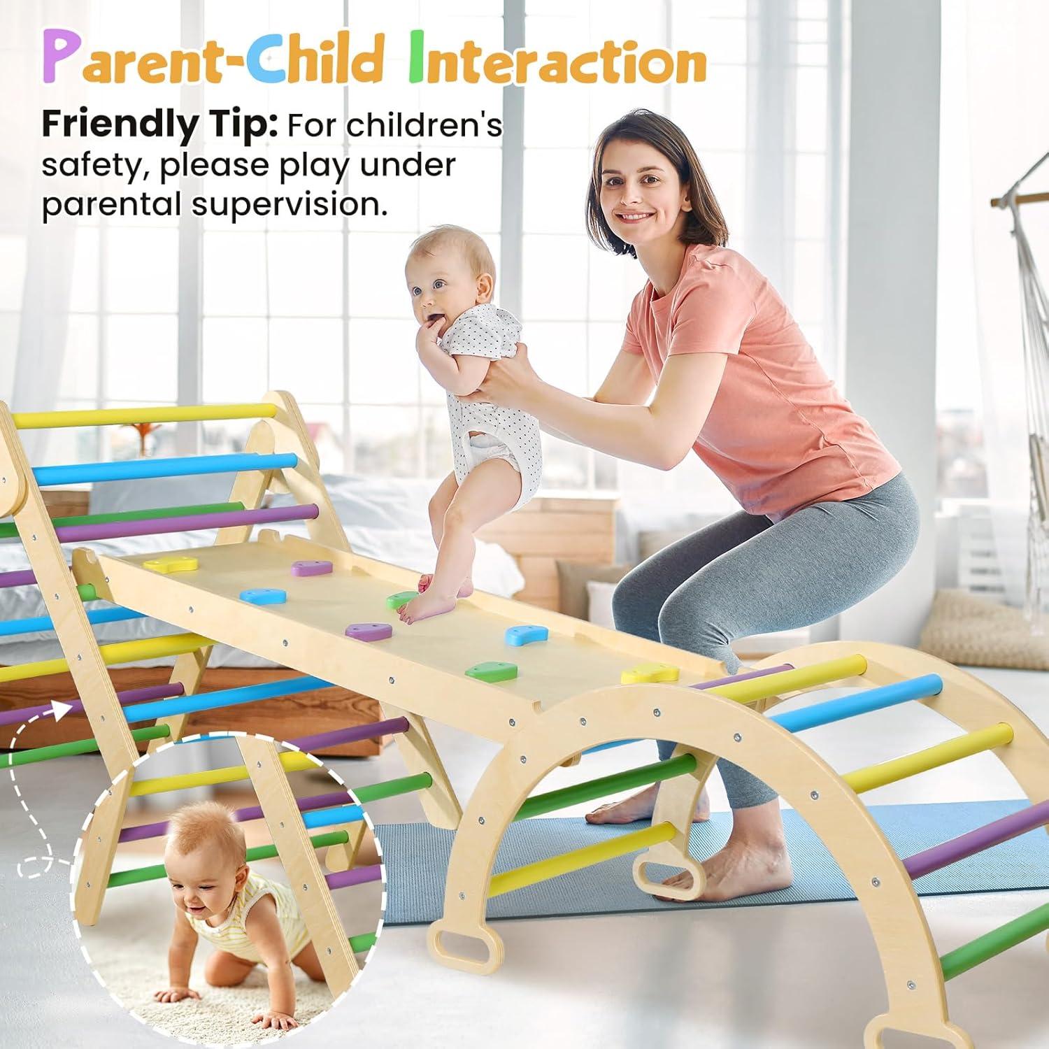 Conjunto Triángulo Pikler Montessori 7 en 1 de Madera 11.34 kg