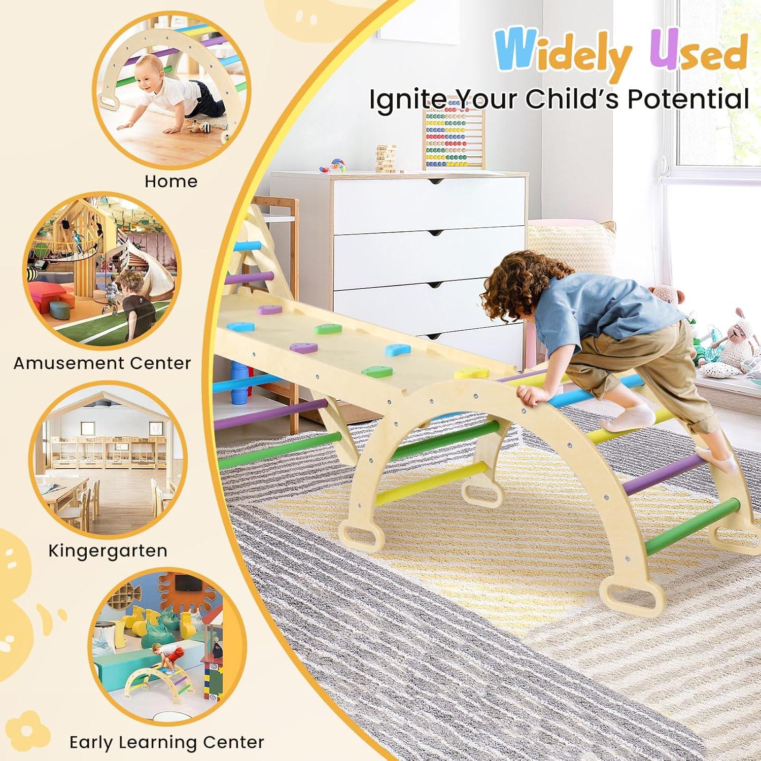 Conjunto Triángulo Pikler Montessori 7 en 1 de Madera 11.34 kg