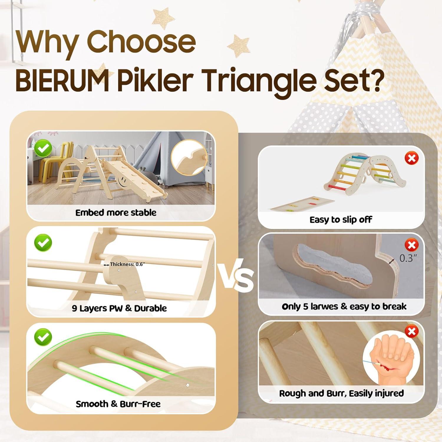 Conjunto Triángulo Pikler BIERUM 8 en 1 Madera Natural