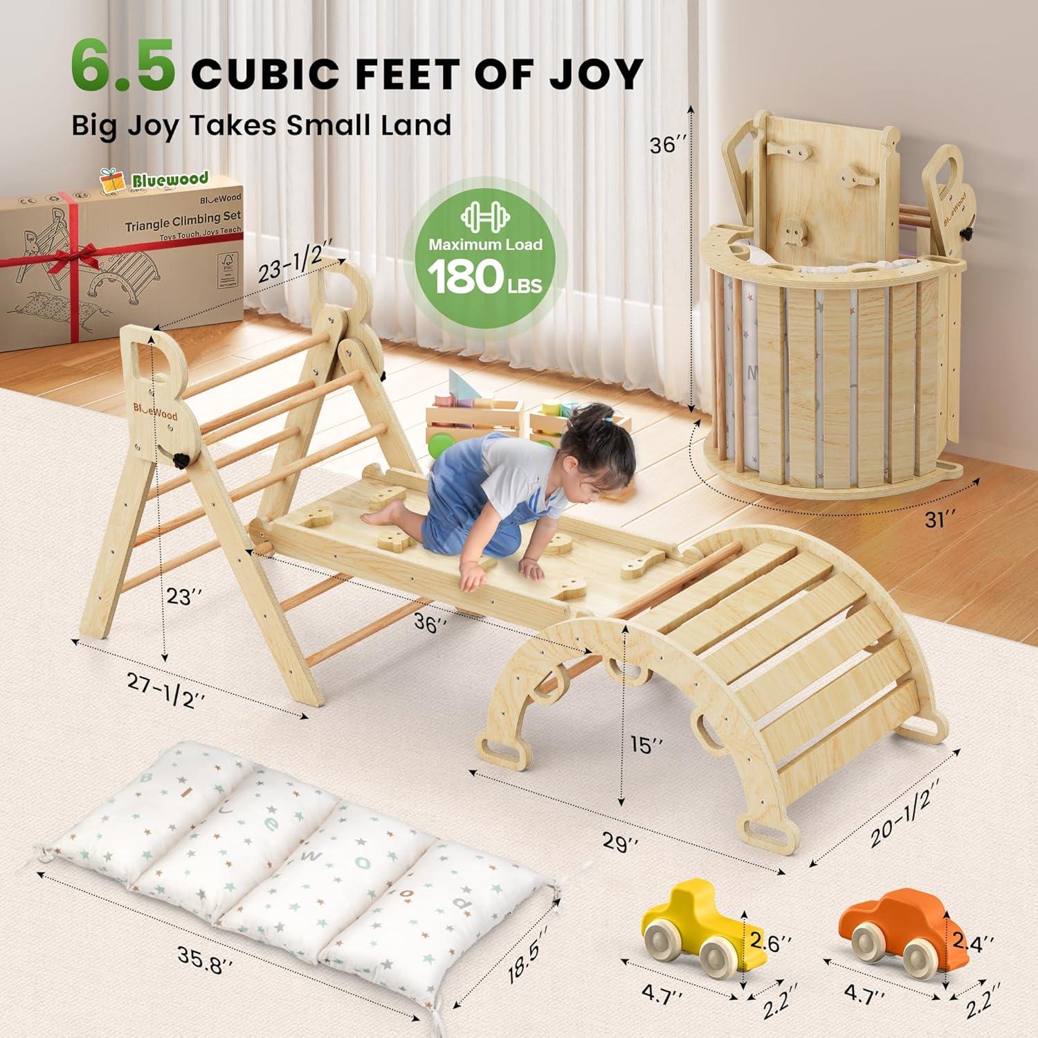 Conjunto Triángulo Pikler BlueWood con Cojín - Juguete Escalada