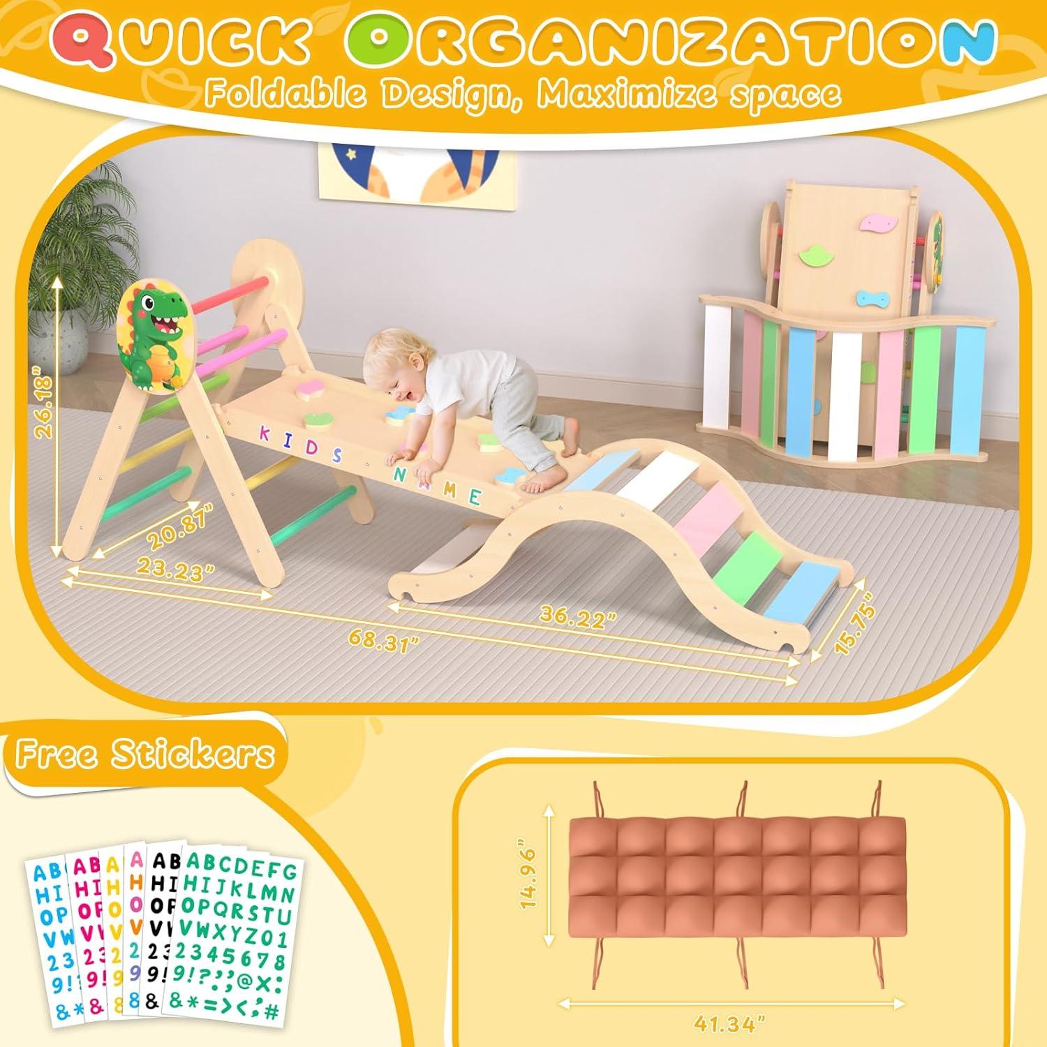 Conjunto de Escalada Triángulo Pikler Acenova 9 en 1 para Niños