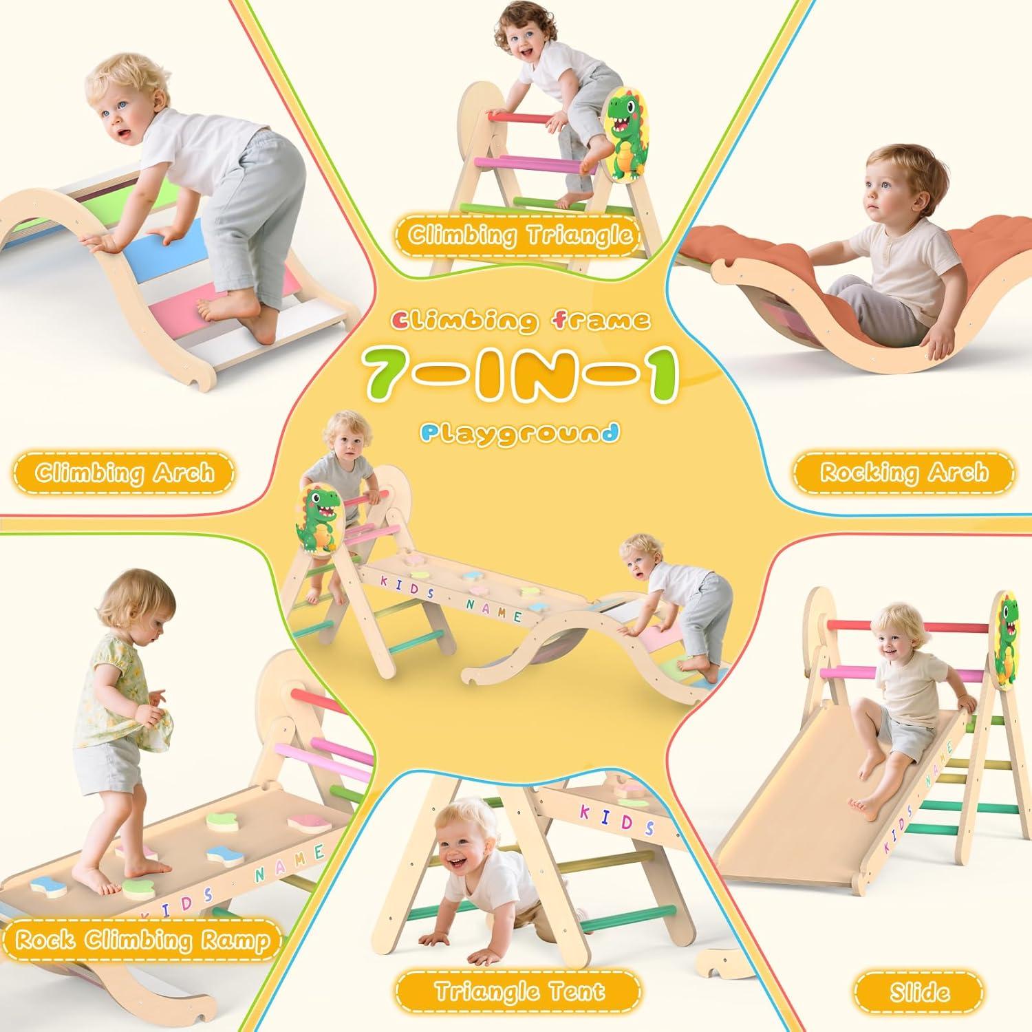 Conjunto de Escalada Triángulo Pikler Acenova 9 en 1 para Niños