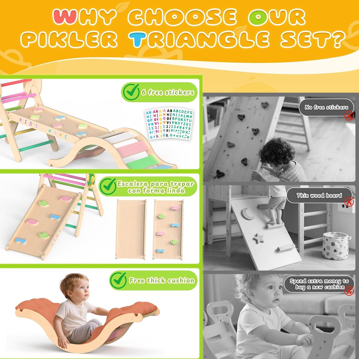 Conjunto de Escalada Triángulo Pikler Acenova 9 en 1 para Niños